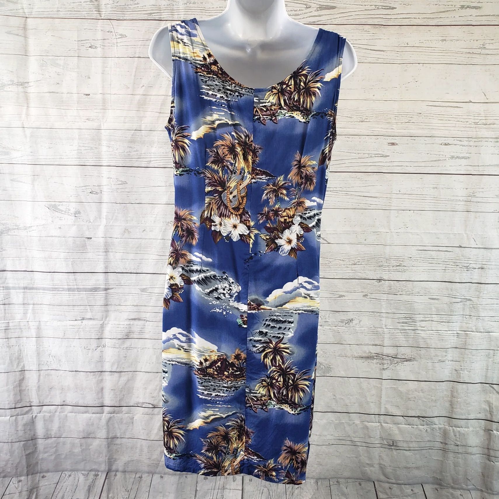 Hilo Hattie Hilo Hattie Dress Womens Printed Sleeveless Blue Brown Wrap Tie Front Scoop Neck Knee Length M Size M / US 6-8 / IT 42-44 - 4 Thumbnail