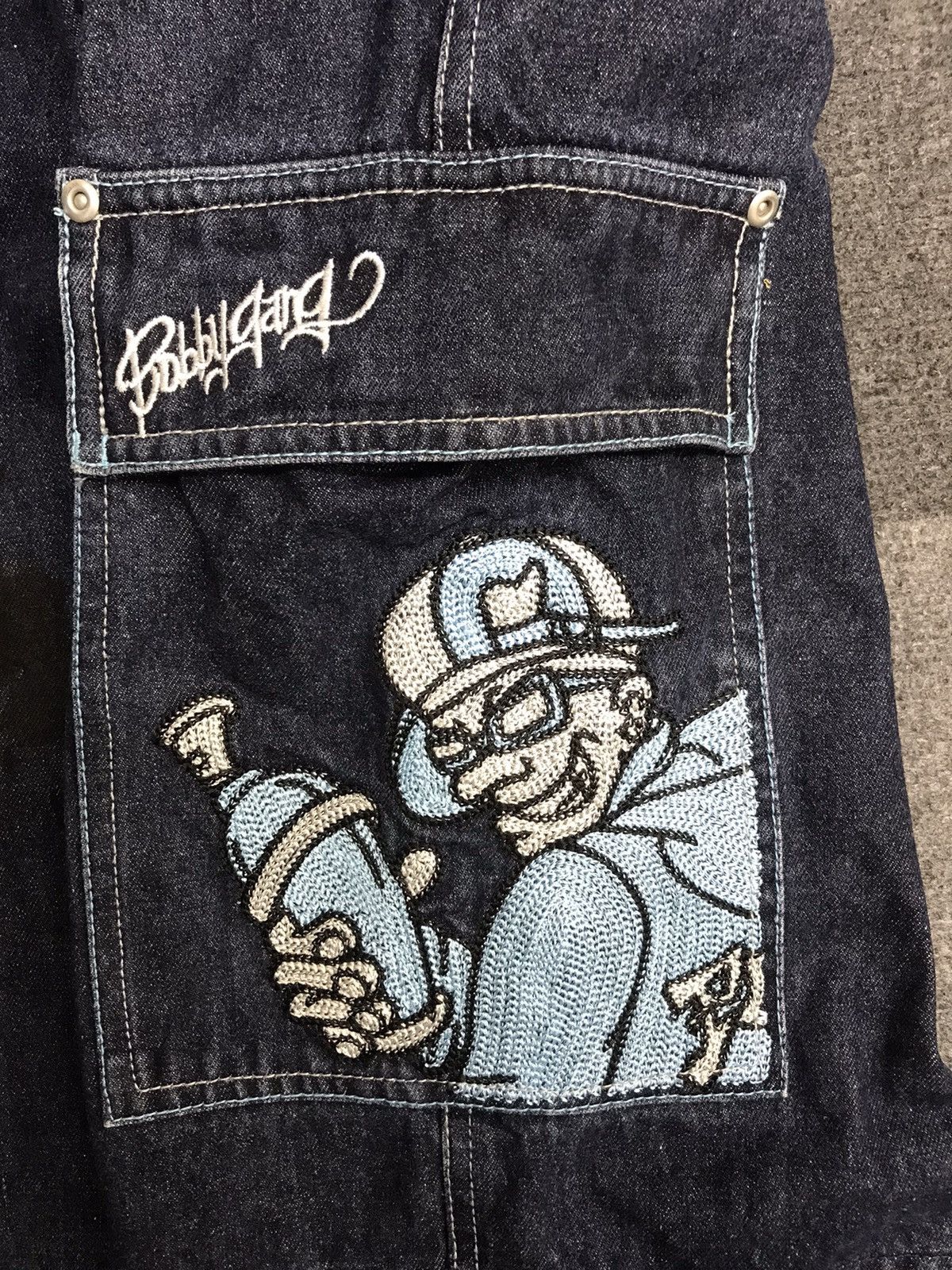 Japanese Brand BAGGY🔥BOBBYGANG Hip Hop Skater Cargo Jeans Size US 32 / EU 48 - 12 Thumbnail