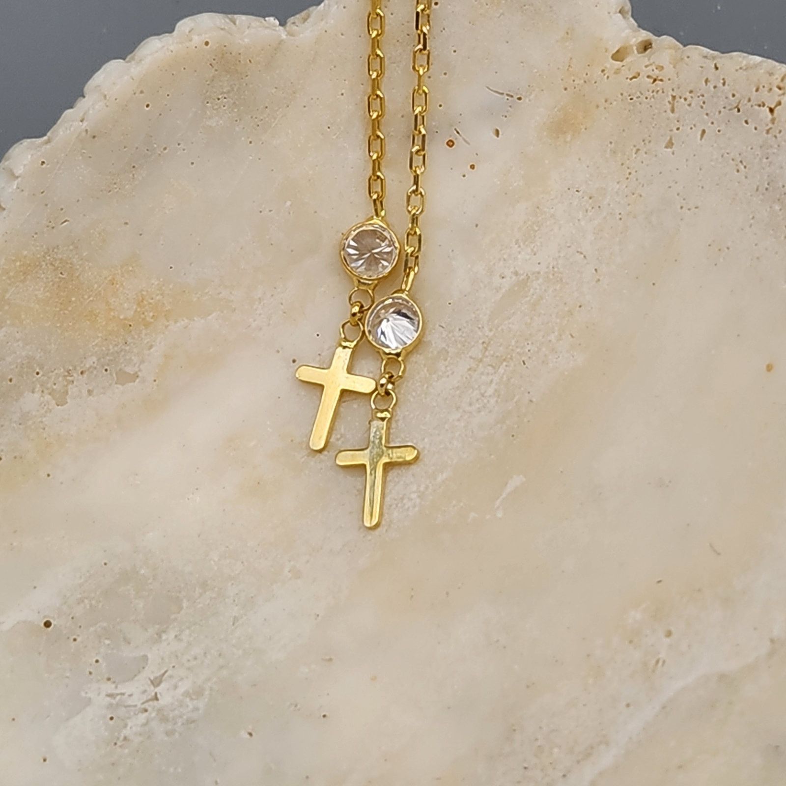 Other 925 Sterling Silver Cross Threader Earrings with Stones Size ONE SIZE - 1 Thumbnail