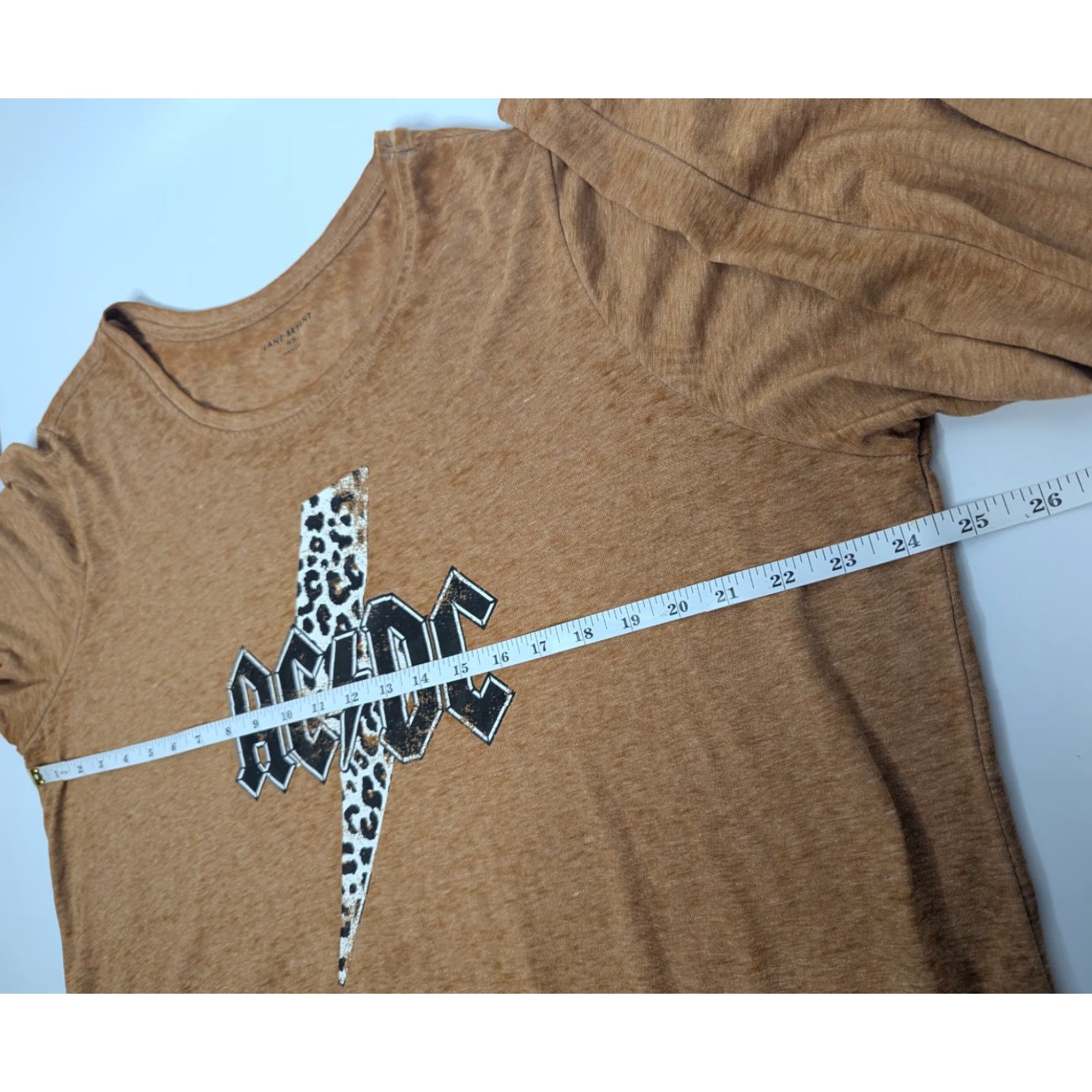 Vintage Lane Bryant Women's Tee Shirt 18/20 AC/DC Band Lightning Bolt Orange Brown Button? Size XXL / US 16-18 / IT 52-54 - 6 Thumbnail