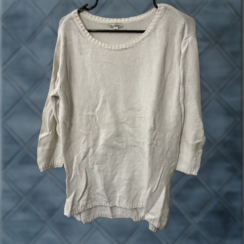 Gap VINTAGE Gap Womens Pullover Sweater Knit Top Casual Bohemian Open-Knit 3/4 Sleeve Cropped Size Large White Size L / US 10 / IT 46 - 1 Thumbnail