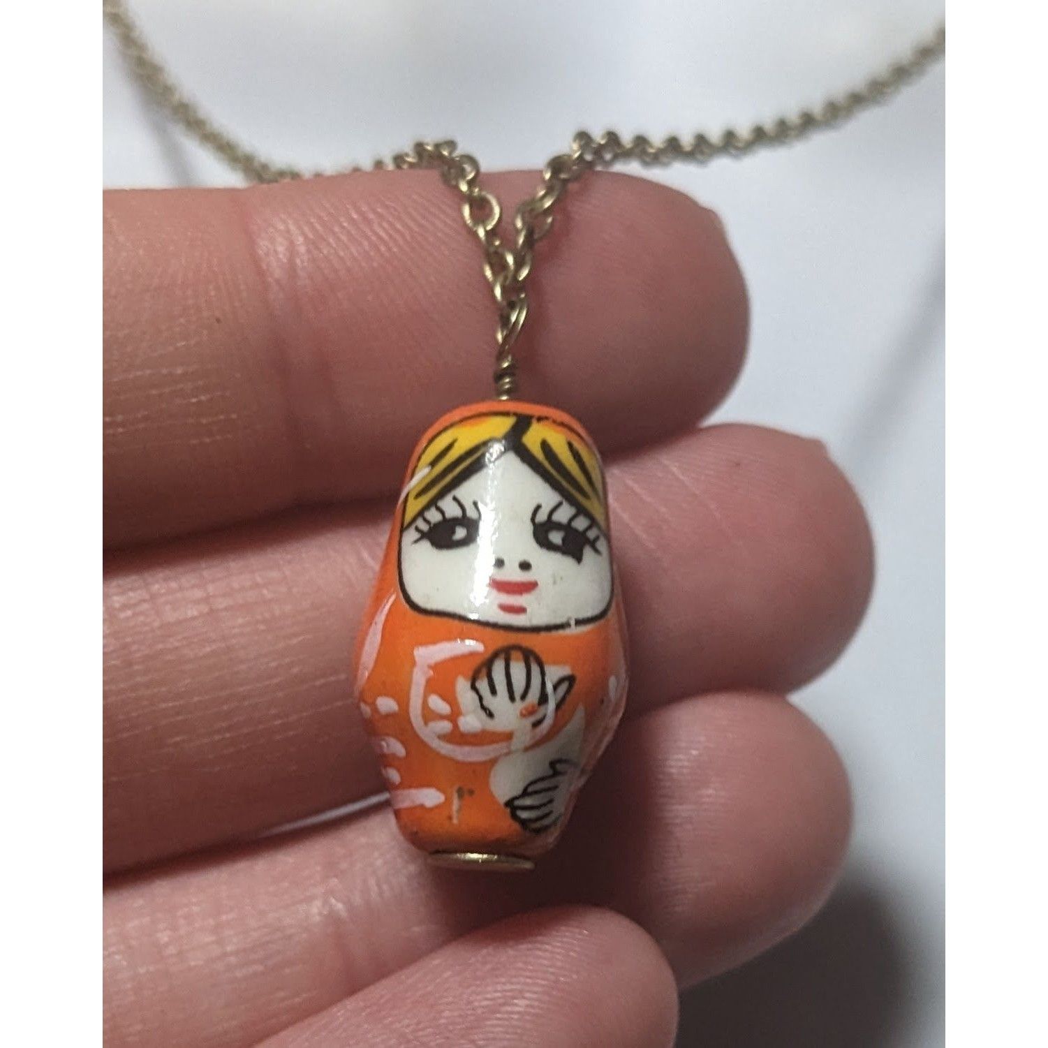 Other Retro Orange Russian Nesting Doll Necklace Size ONE SIZE - 11 Thumbnail