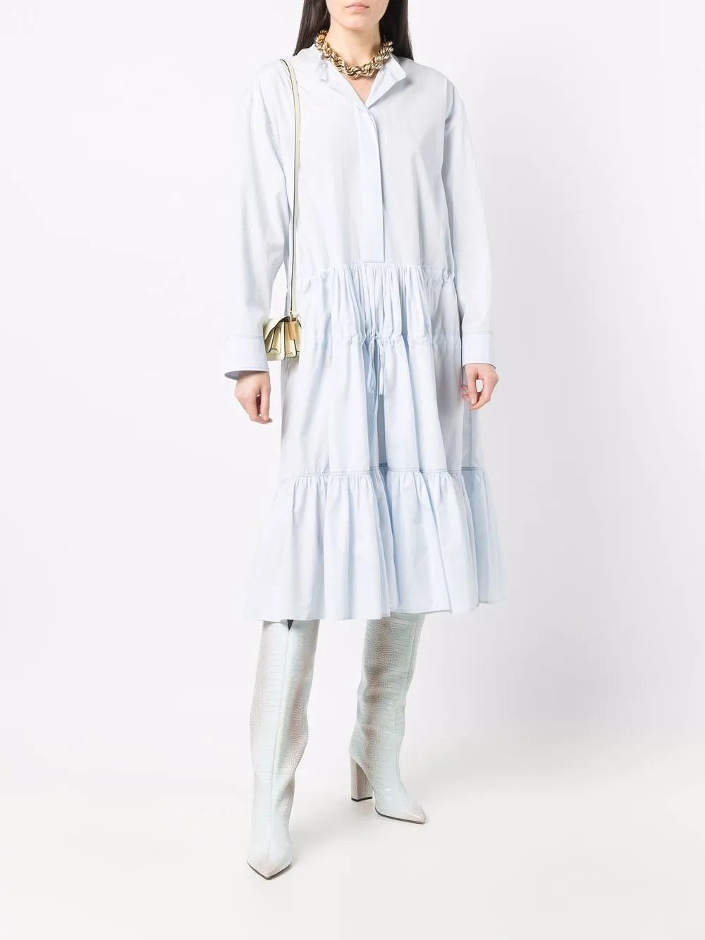 Marni o1y1025 Midi Dress in Sky Blue Size S / US 4 / IT 40 - 4 Thumbnail
