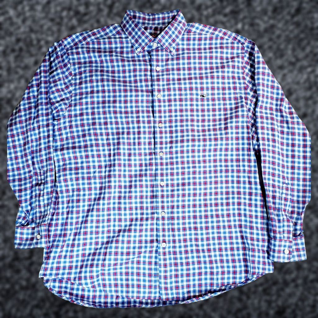 Vineyard Vines Vineyard Vines Button-Up Shirt Mens XL Blue Check Tucker Classic Fit Size US XL / EU 56 / 4 - 1 Thumbnail
