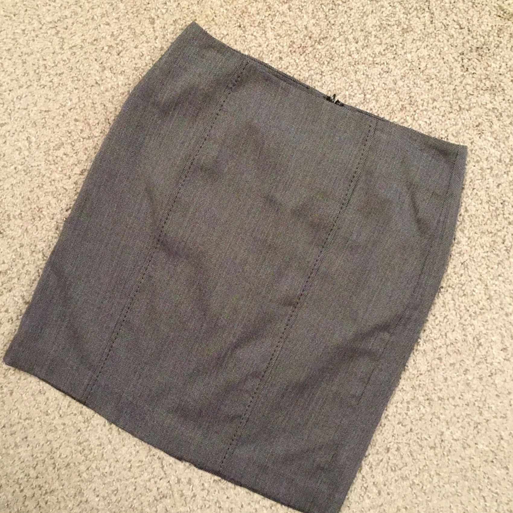 Loft LOFT Skirt Women Gray Pencil Knee Length Size 6 Lined Business Herringbone Size 28" / US 6 / IT 42 - 2 Thumbnail