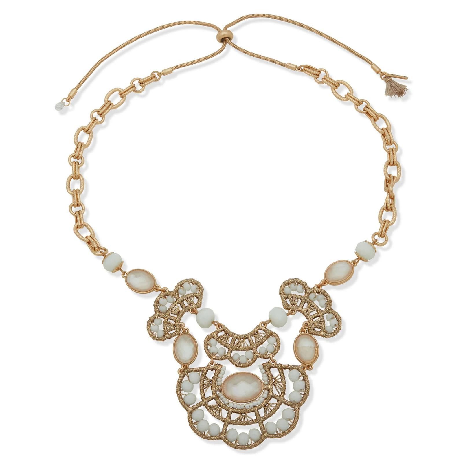 Other Lonna & Lilly Gold-Tone White Bead 28" Frontal Necklace Size ONE SIZE - 1 Thumbnail