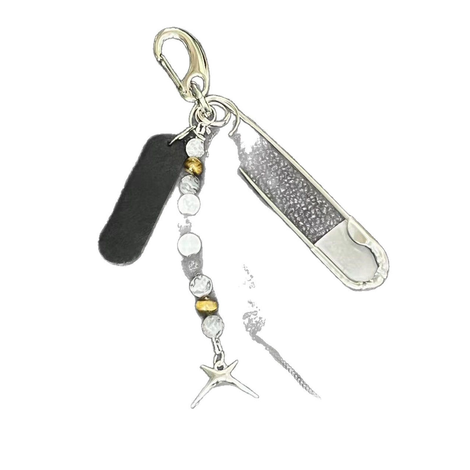 Jewelry Black Beaded Tassel Keychain with Silver Safety Pin Charm Size ONE SIZE - 5 Thumbnail