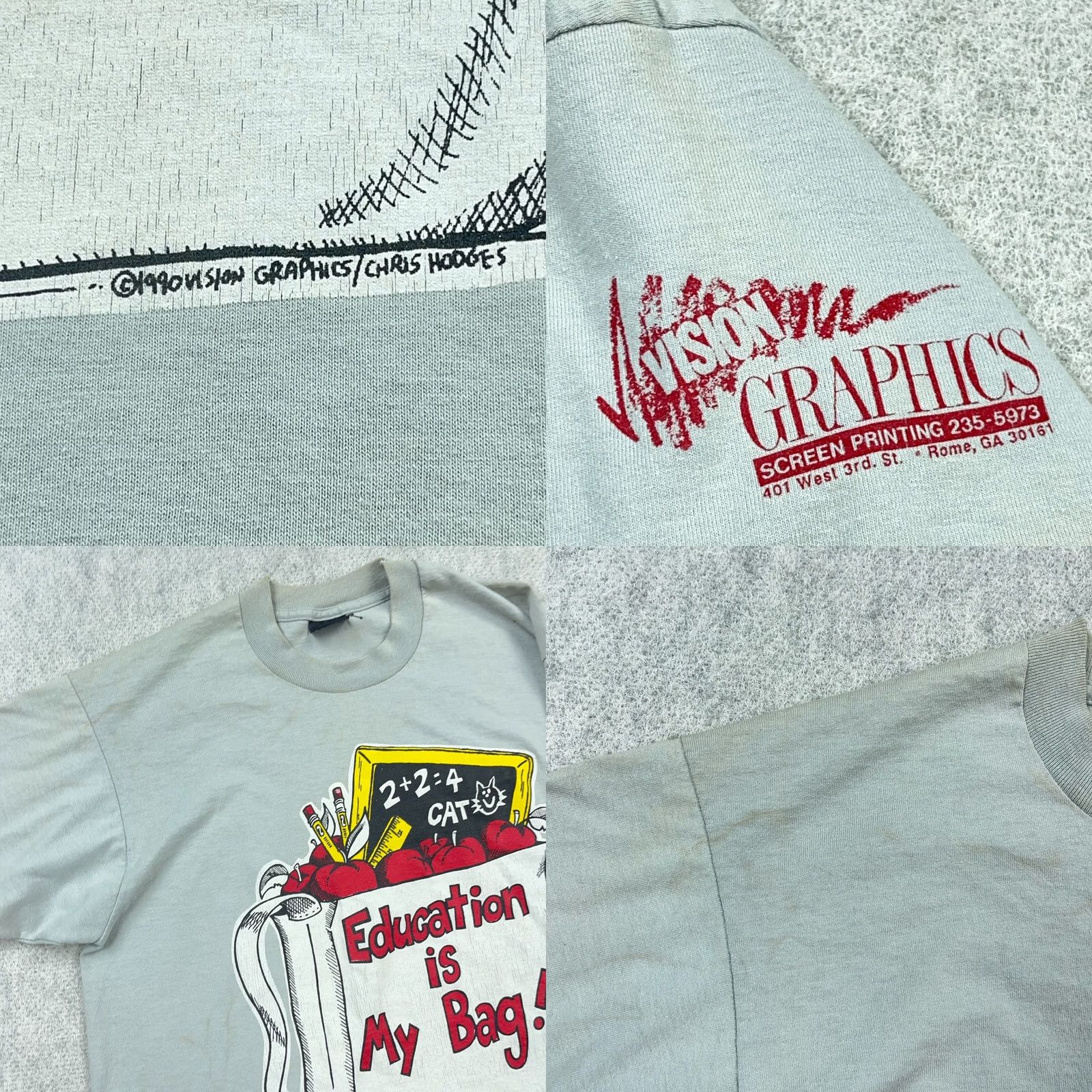 Vintage VINTAGE Screen Stars Shirt Men Large Gray Teacher Tee Single Stitch 80s 90s Worn Size US L / EU 52-54 / 3 - 8 Thumbnail