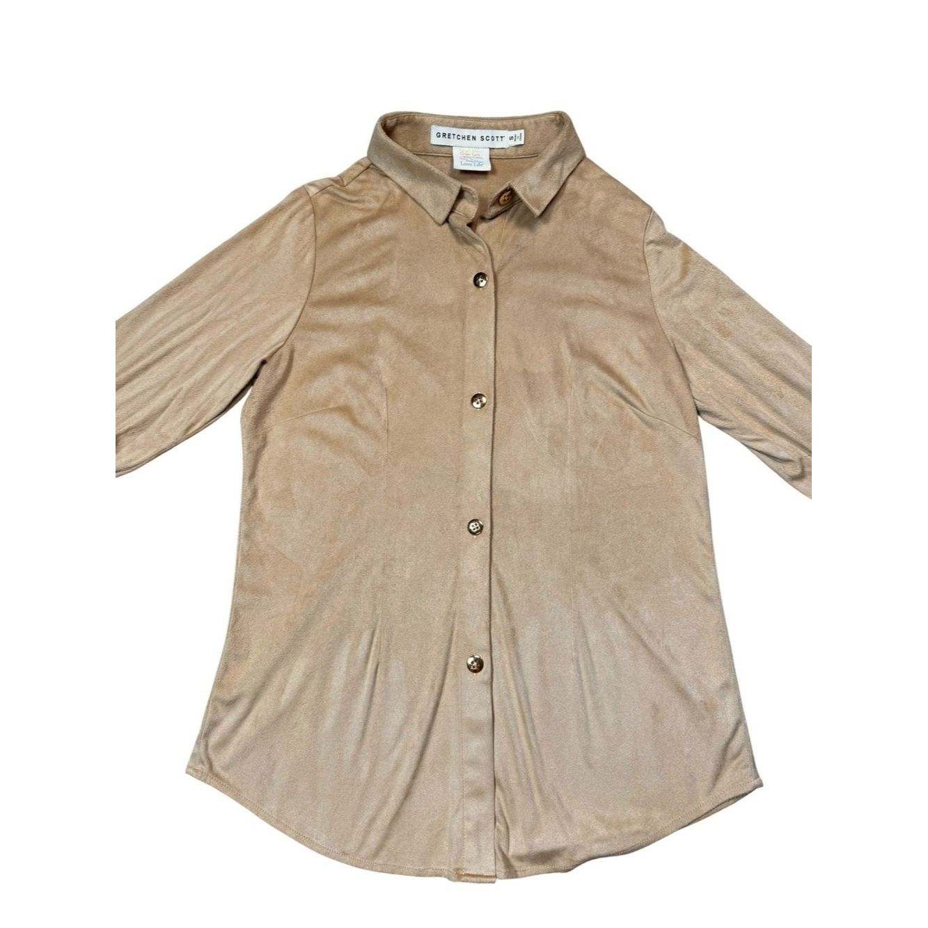 Gretchen Scott Gretchen Scott Faux Suede Button Down Shirt With Ruffle Cuf Size S / US 4 / IT 40 - 4 Thumbnail
