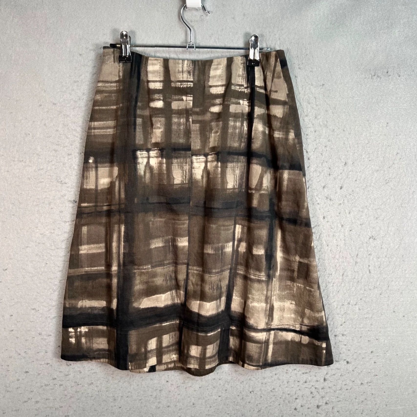 Max Mara Max Mara Weekend Womens Skirt A-Line Beige/Brown Abstract Plaid Print Size 26" / US 2 / IT 38 - 2 Thumbnail