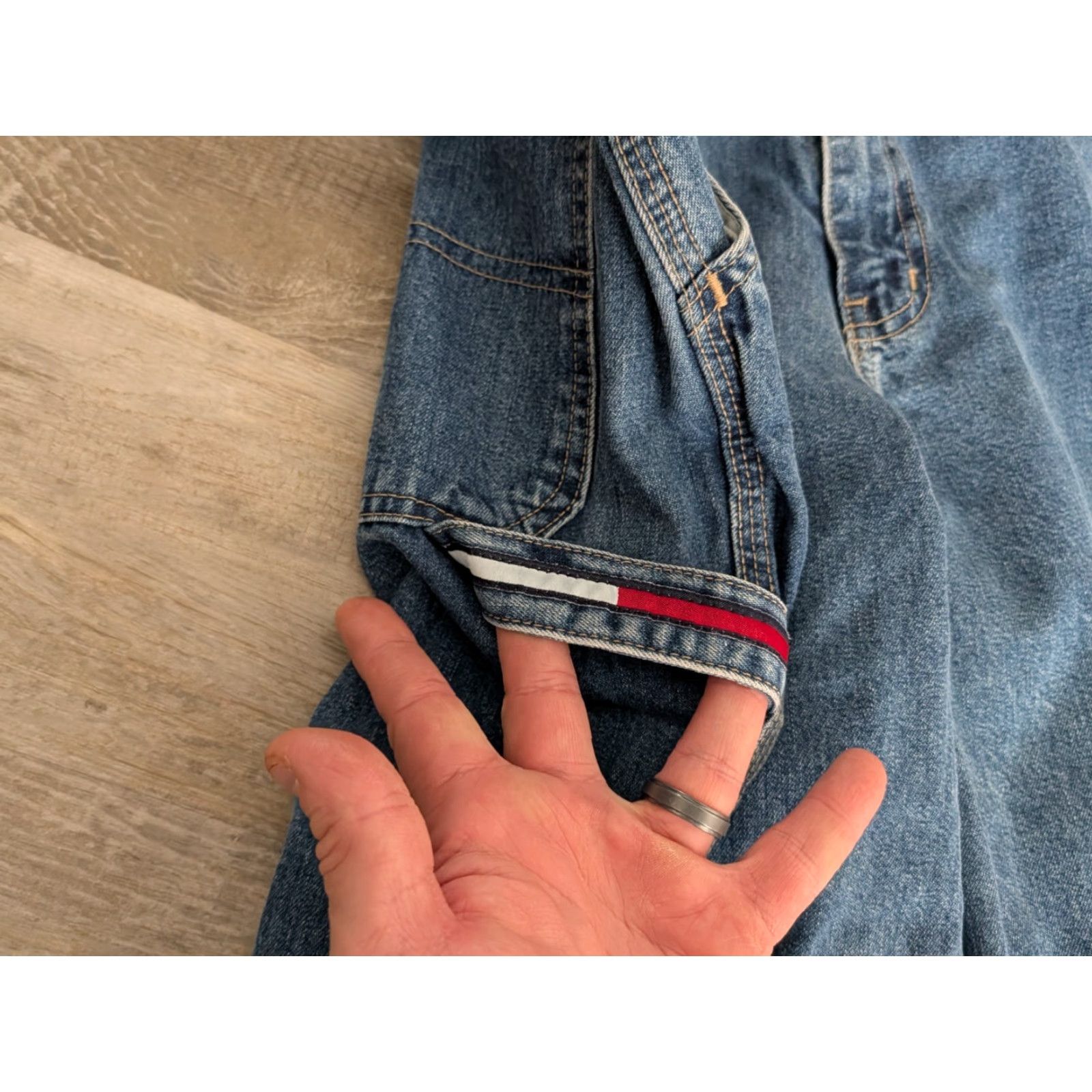 Tommy Hilfiger VINTAGE Tommy Hilfiger Womens Cropped Denim Carpenter Jeans Size 22 Flag Loop Size 40" / US 18 - 5 Thumbnail
