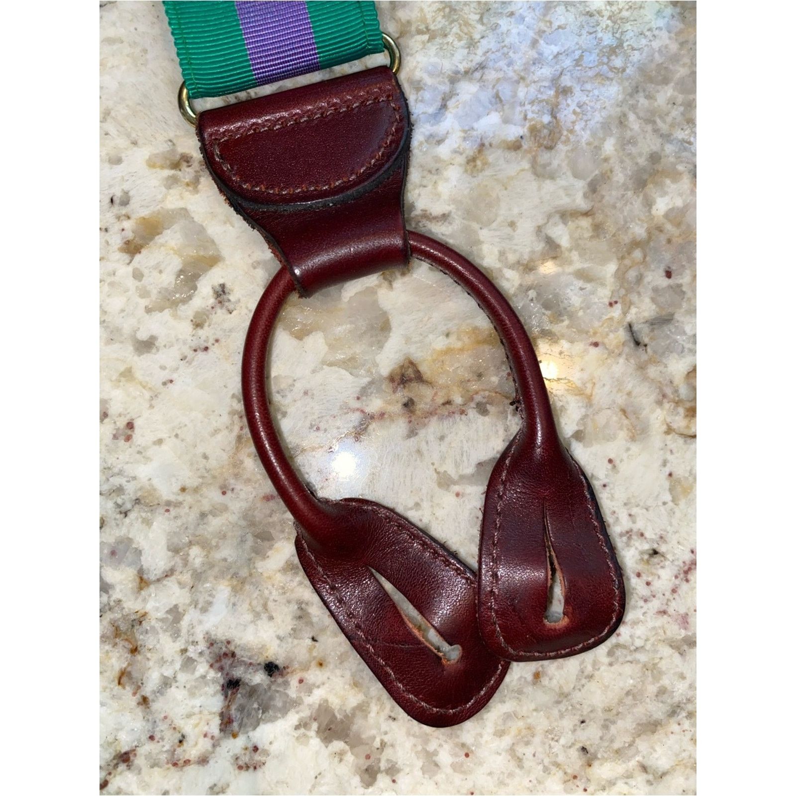 J. Press Mens $165 J Press Suspenders Green & Purple Braces USF Size ONE SIZE - 2 Thumbnail
