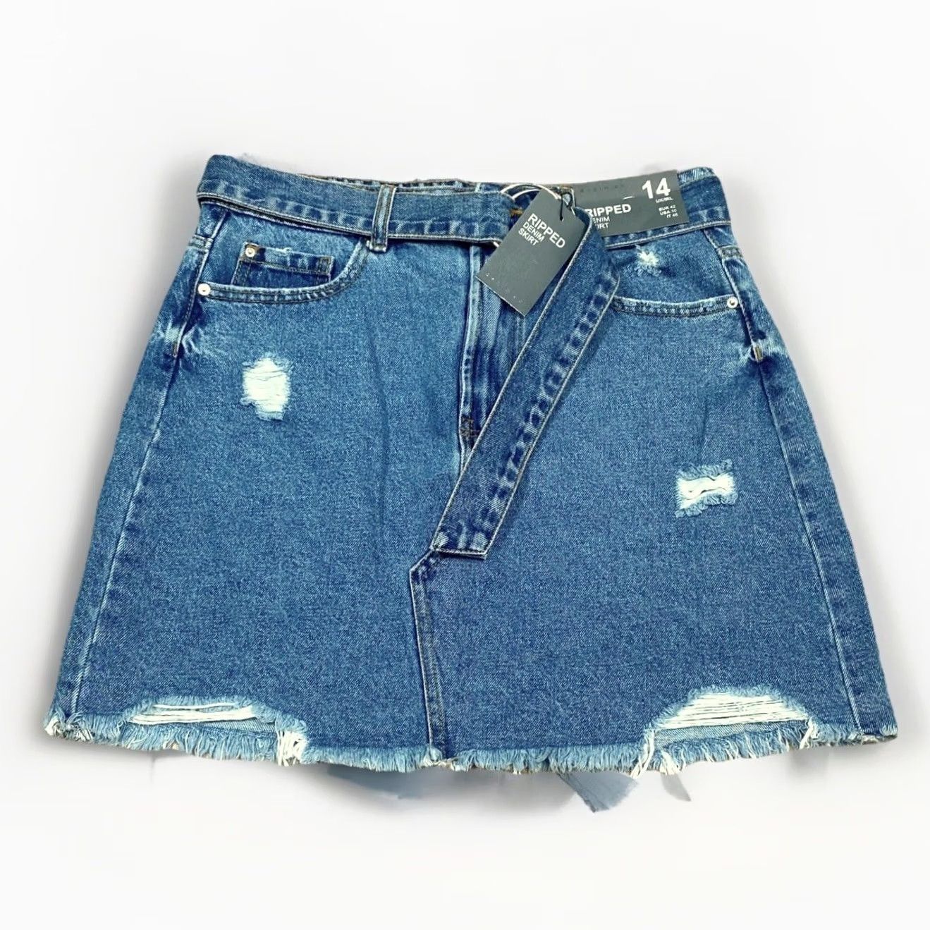 Denim & Co. Denim Co Mid Blue Ripped Skirt Size UK 14 Womens New Casual Size 36" / US 14 / IT 50 - 2 Thumbnail