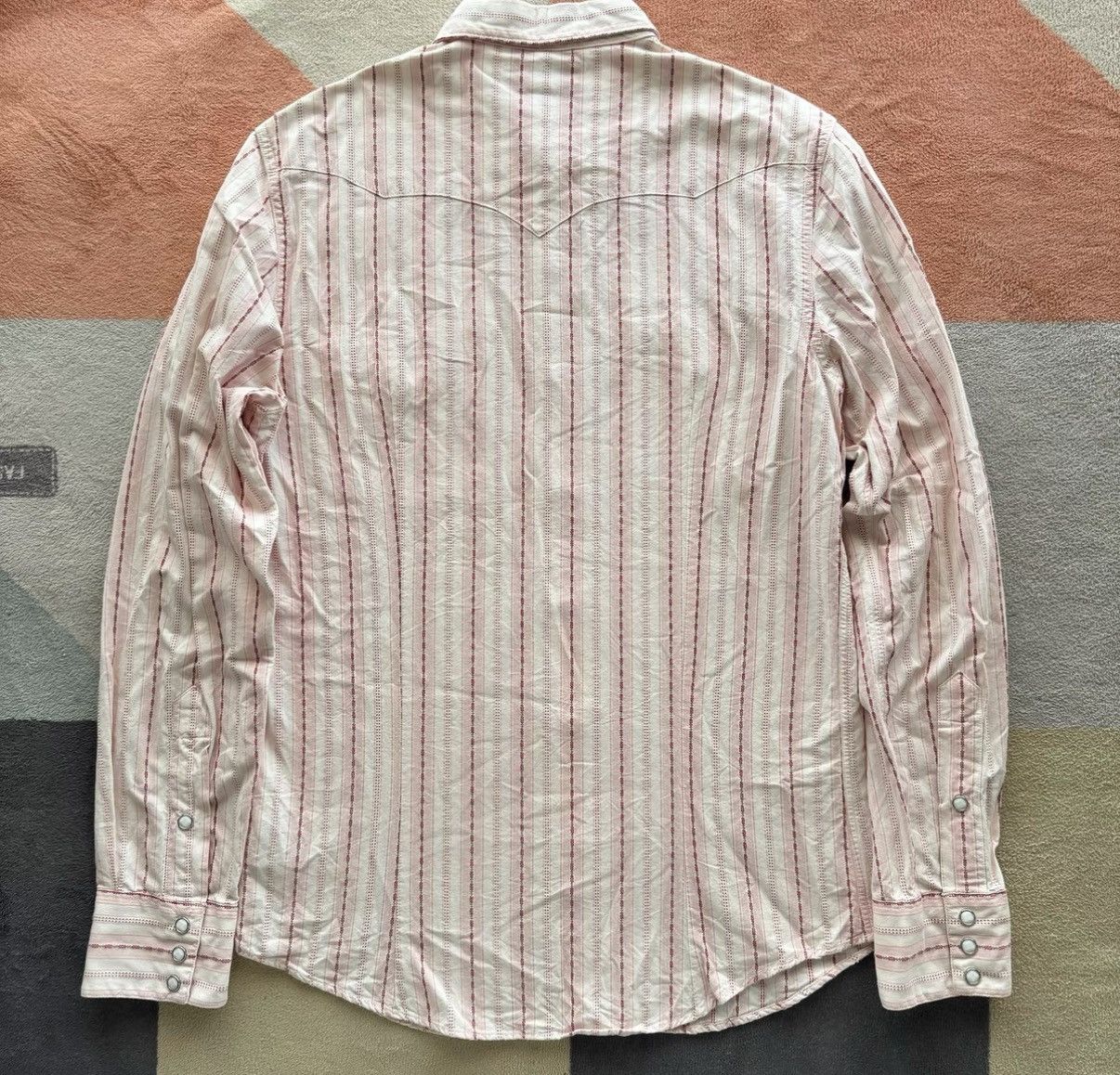 RRL Ralph Lauren RRL Ralph Lauren Double RL Pink Stripe Western Shirt K22 Size US L / EU 52-54 / 3 - 6 Thumbnail