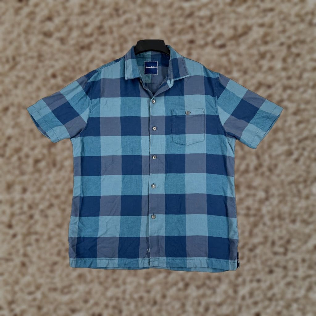 Tommy Bahama VINTAGE Tommy Bahama Shirt Men’s Adult Large Blue Plaid Button-Up Pocket Resort Vacation Aloha Hawaiian Tropical Beach Size US L / EU 52-54 / 3 - 1 Thumbnail