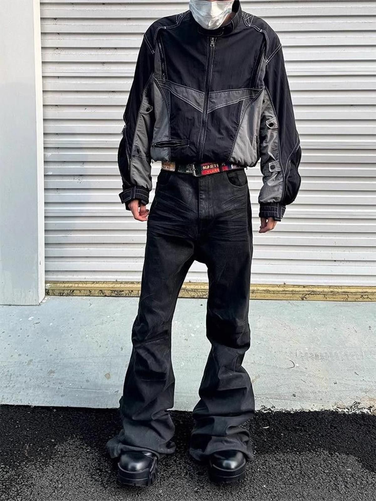 Japanese Brand Black Stacked Flared Waxed Jeans Size US 32 / EU 48 - 2 Thumbnail