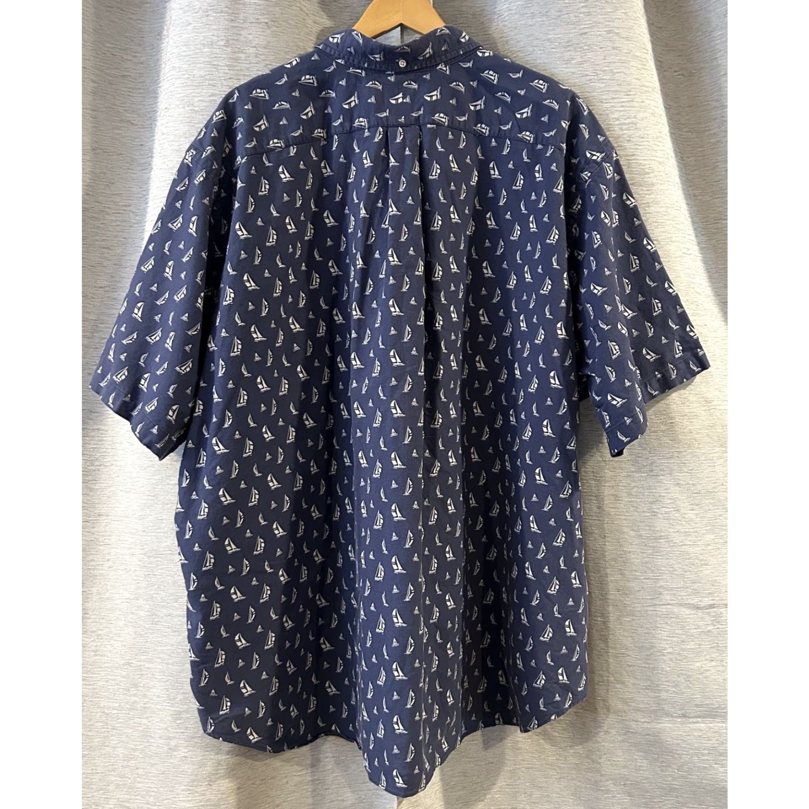 Polo Ralph Lauren POLO RALPH LAUREN Shirt Big 3X Navy Blue Classic Fit Sailboat Print Button-Up Short Sleeve Men's Casual Size US XXL / EU 58 / 5 - 4 Thumbnail