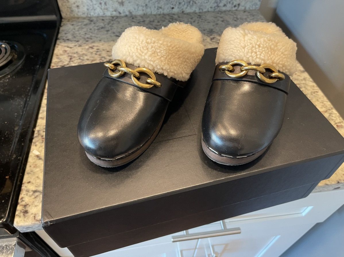 Yves Saint Laurent Saint Laurent Black Fur Clogs Size US 6 / IT 36 - 5 Thumbnail