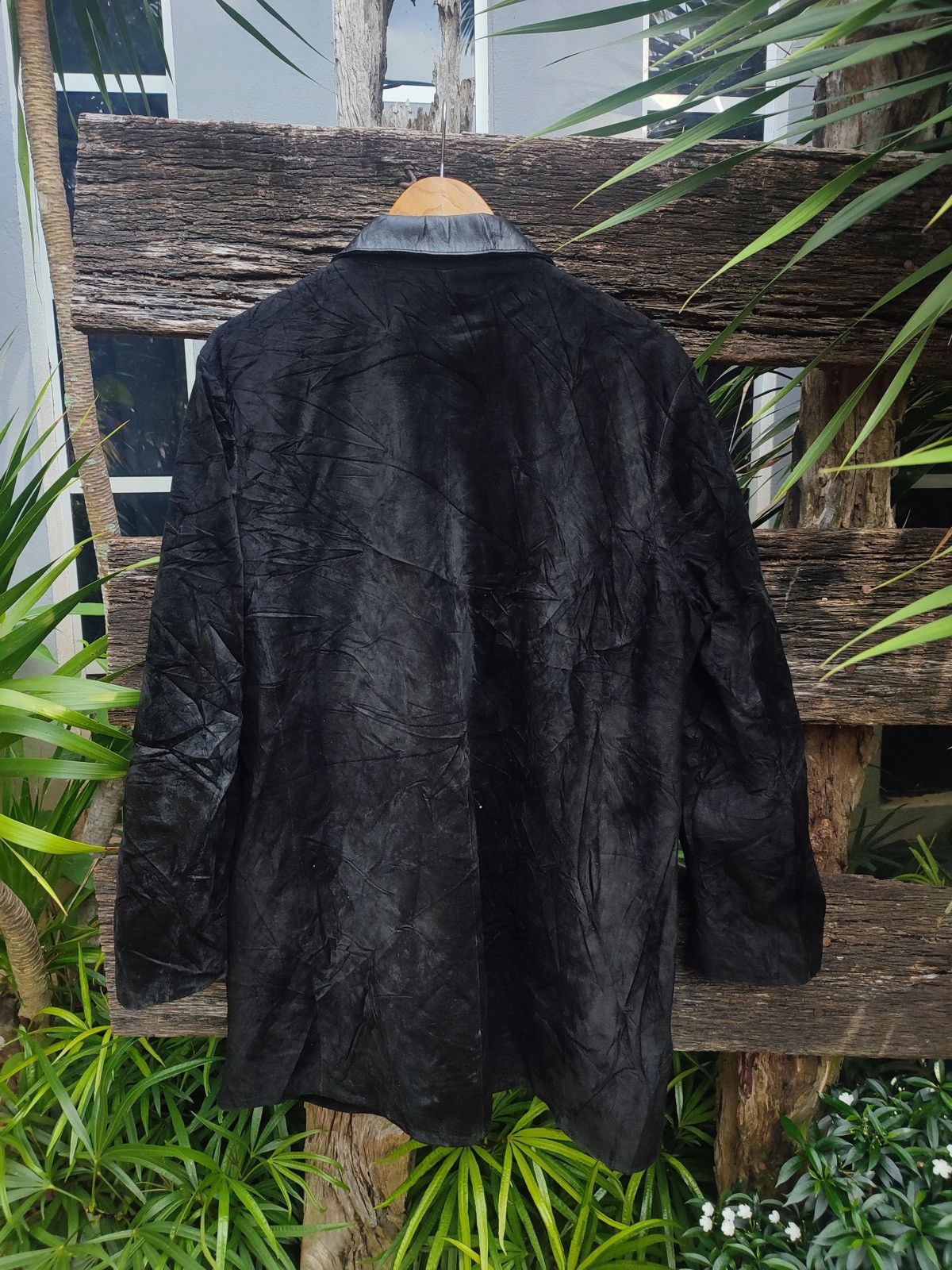 Designer × Vintage Vintage Italy Mode Long Jacket –Real Leather Collar Size US L / EU 52-54 / 3 - 6 Thumbnail