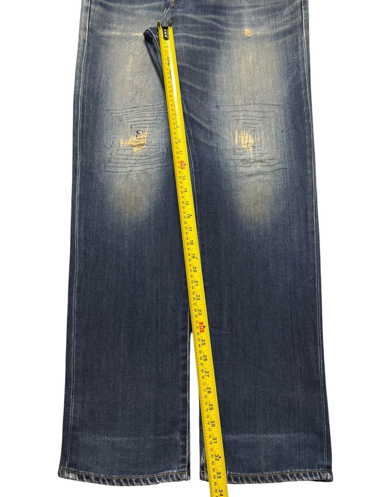 Edwin Vintage 90s Japan Edwin 504 Faded Wash Distress Straight Leg Size US 36 / EU 52 - 10 Thumbnail