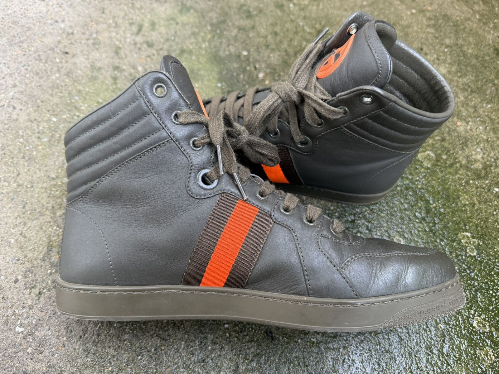 Gucci ✨Gucci✨GG Viaggio Collection High Top Sneaker Leather Orange Size US 9 / EU 42 - 4 Thumbnail