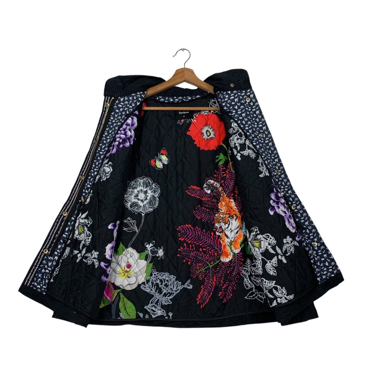Desigual DESIGUAL Embroidery Florals Design Hooded Jacket #2254-C100 Size M / US 6-8 / IT 42-44 - 12 Thumbnail
