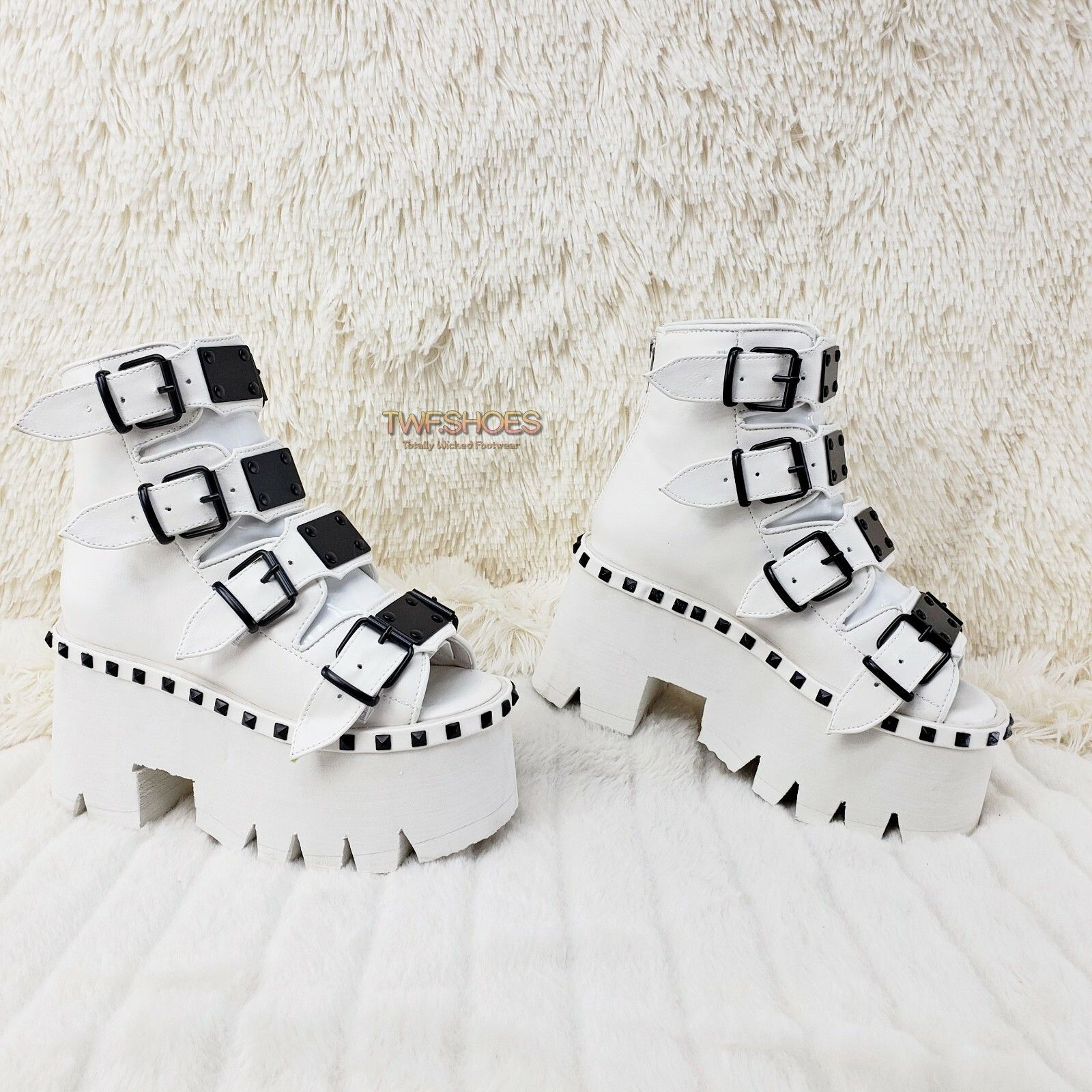 Demonia Cult DEMONIA Ashes 70 White 3.5" Platform Heel Goth Punk Sandal B Size US 6 / IT 36 - 2 Thumbnail