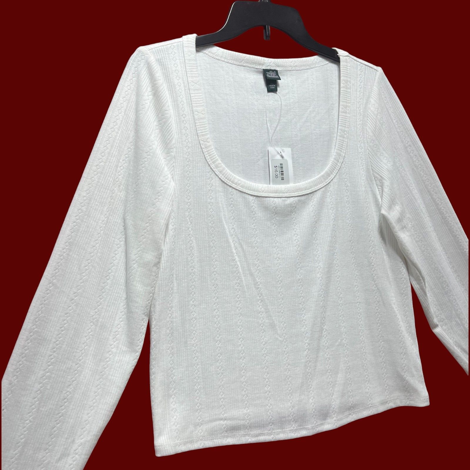 Other Wild Fable - Women's Long Sleeve Pointelle T-Shirt - White - Size XXL / US 16-18 / IT 52-54 - 11 Thumbnail