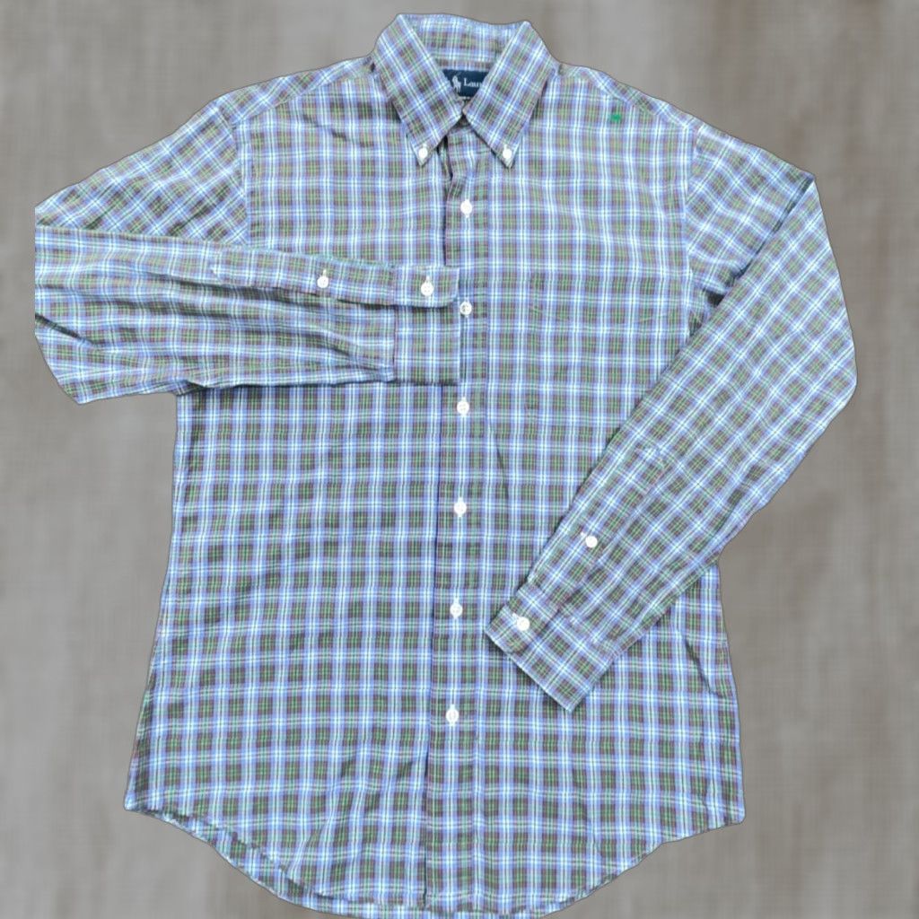 Ralph Lauren Ralph Lauren Shirt Men S Blue Green Button Up Custom Fit Tartan Plaid Poplin Size US S / EU 44-46 / 1 - 1 Thumbnail