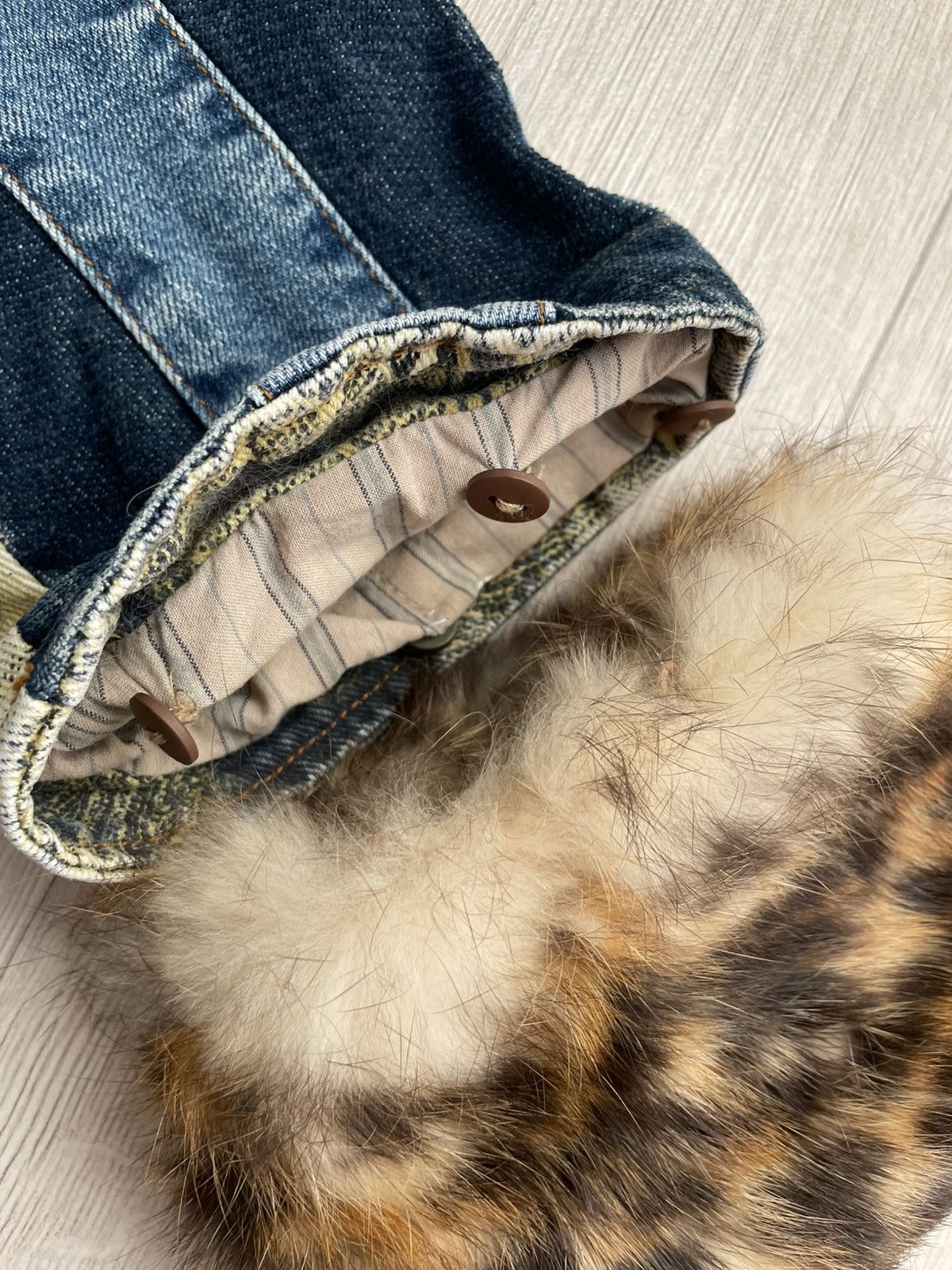 Designer × Voyage Crazy Cyber Y2k Denim Jacket Voyage Passion Faux Fur Blazer Size M / US 6-8 / IT 42-44 - 11 Thumbnail