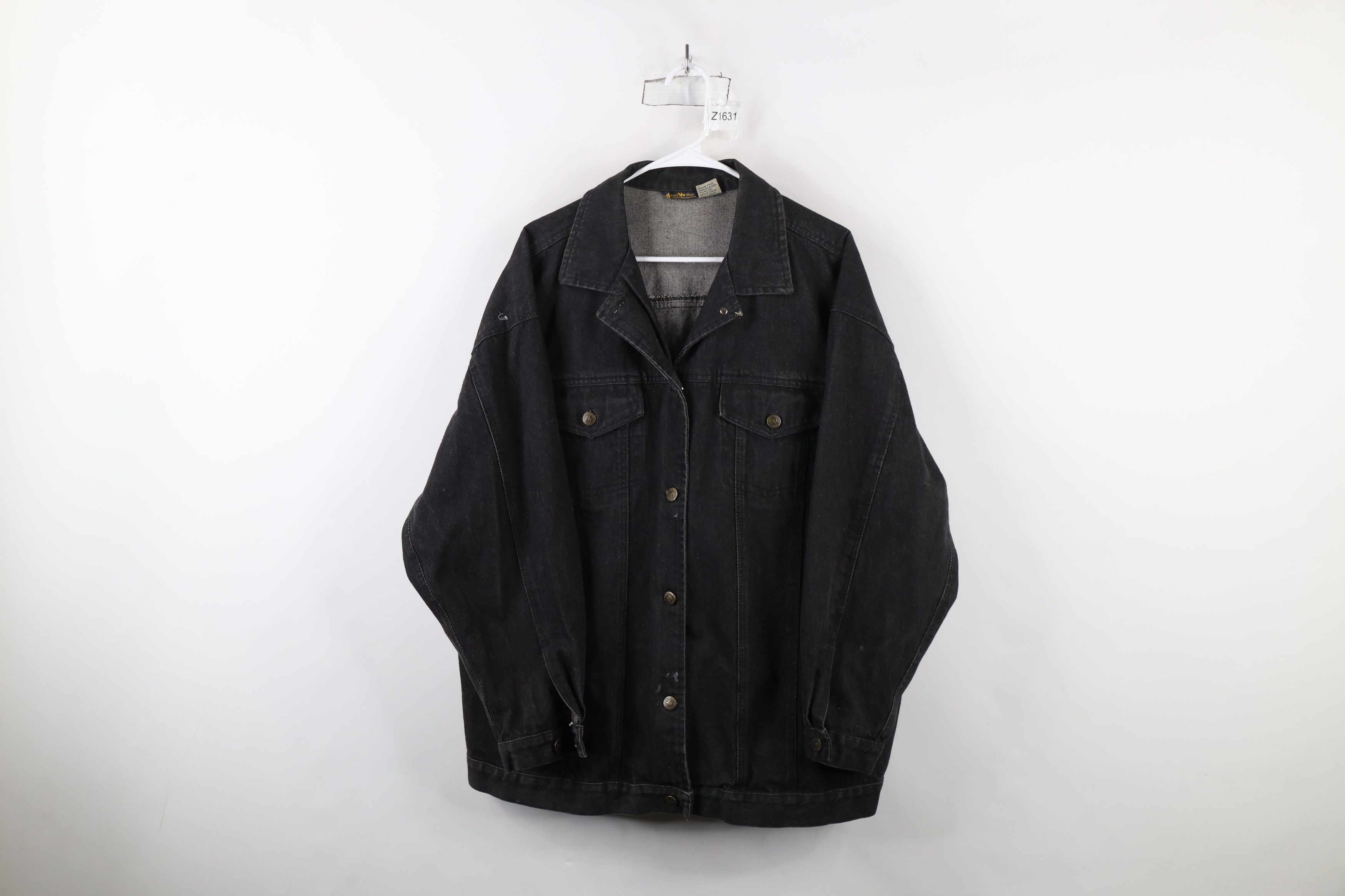 Vintage Vintage 90s Streetwear Baggy Denim Jean Trucker Jacket Black Size XL / US 12-14 / IT 48-50 - 1 Thumbnail