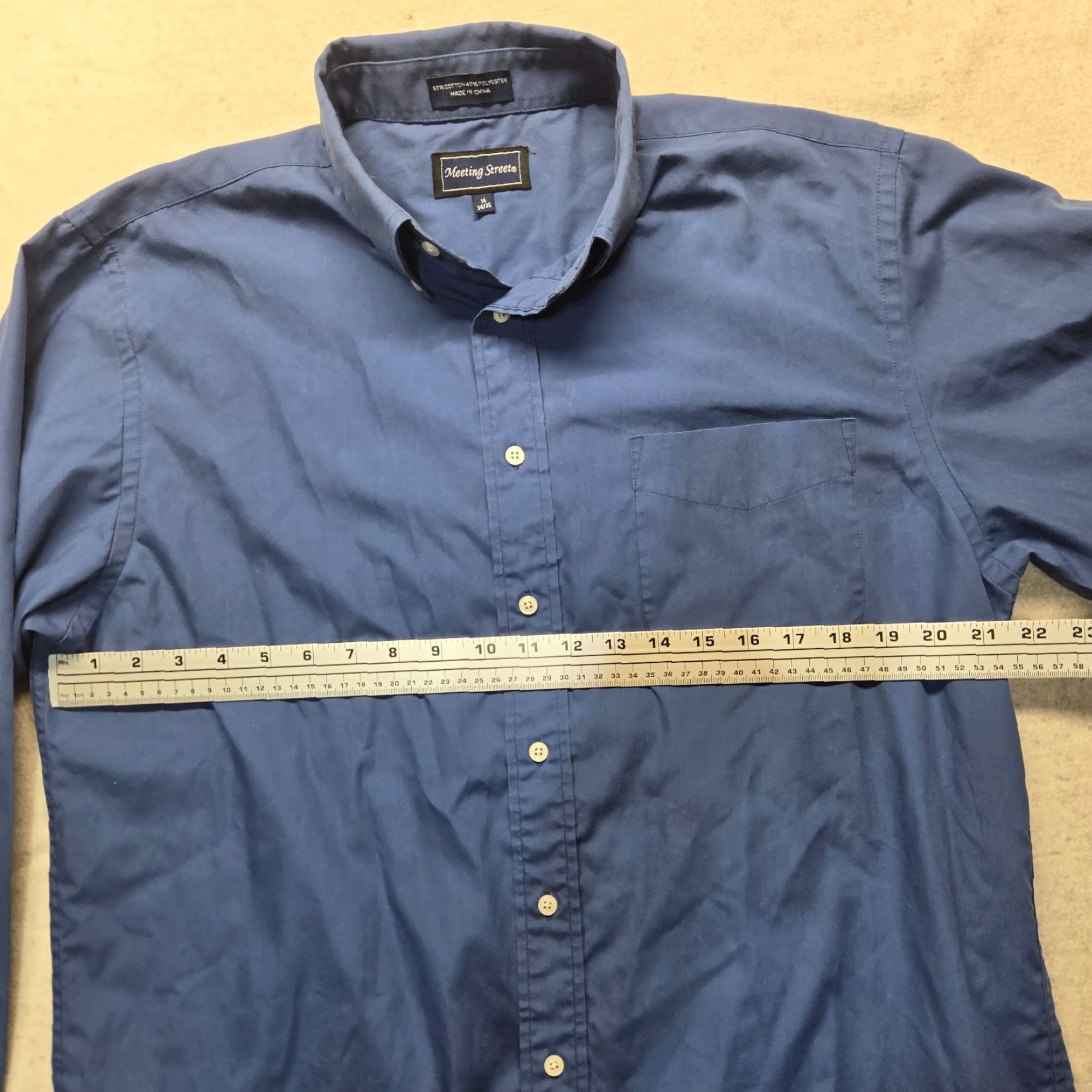 Vintage VINTAGE Meeting Street Shirt Men 16 Blue Long Sleeve Button-Up 16 34/35 Mens Size US L / EU 52-54 / 3 - 4 Thumbnail