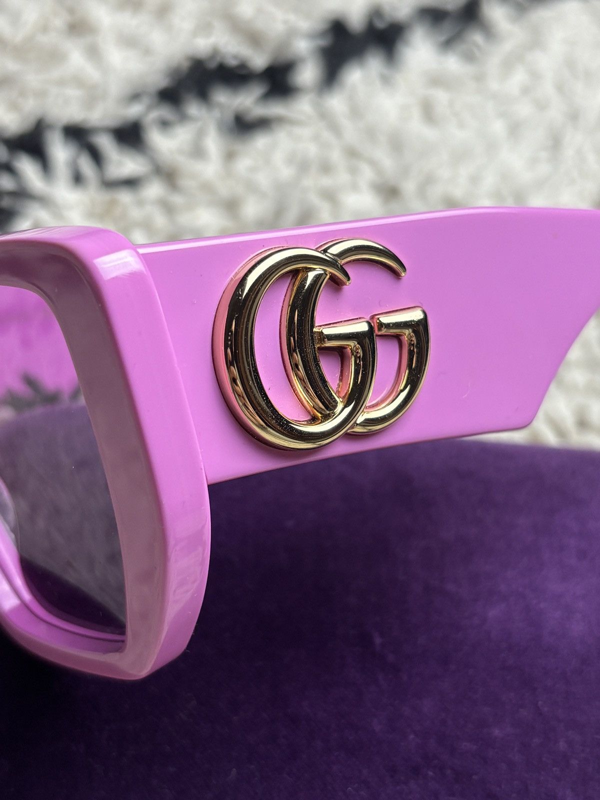 Gucci Gucci Chunky Square Frame Pink GG Sunglasses Size ONE SIZE - 4 Thumbnail