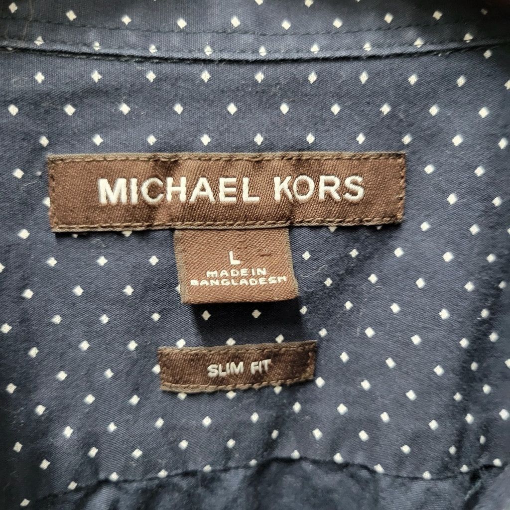 Michael Kors Michael Kors Slim-Fit Navy Polka-dot Button-Up Cotton Shirt Size US L / EU 52-54 / 3 - 9 Thumbnail