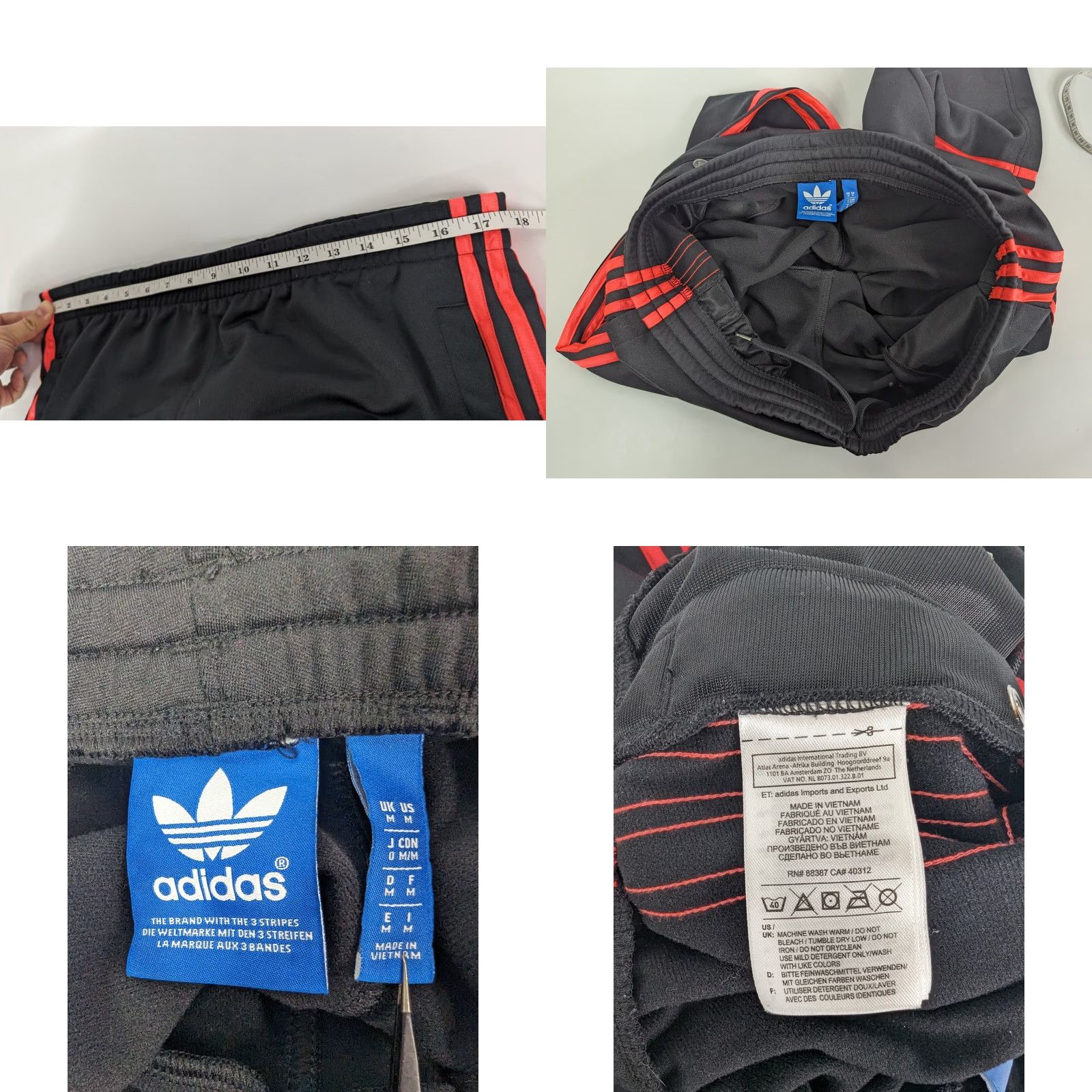 Adidas Adidas Track Pants Striped Elastic Waist Men M Salmon Pink Black Stripes Name Spellout Pockets Size US 31 - 8 Thumbnail
