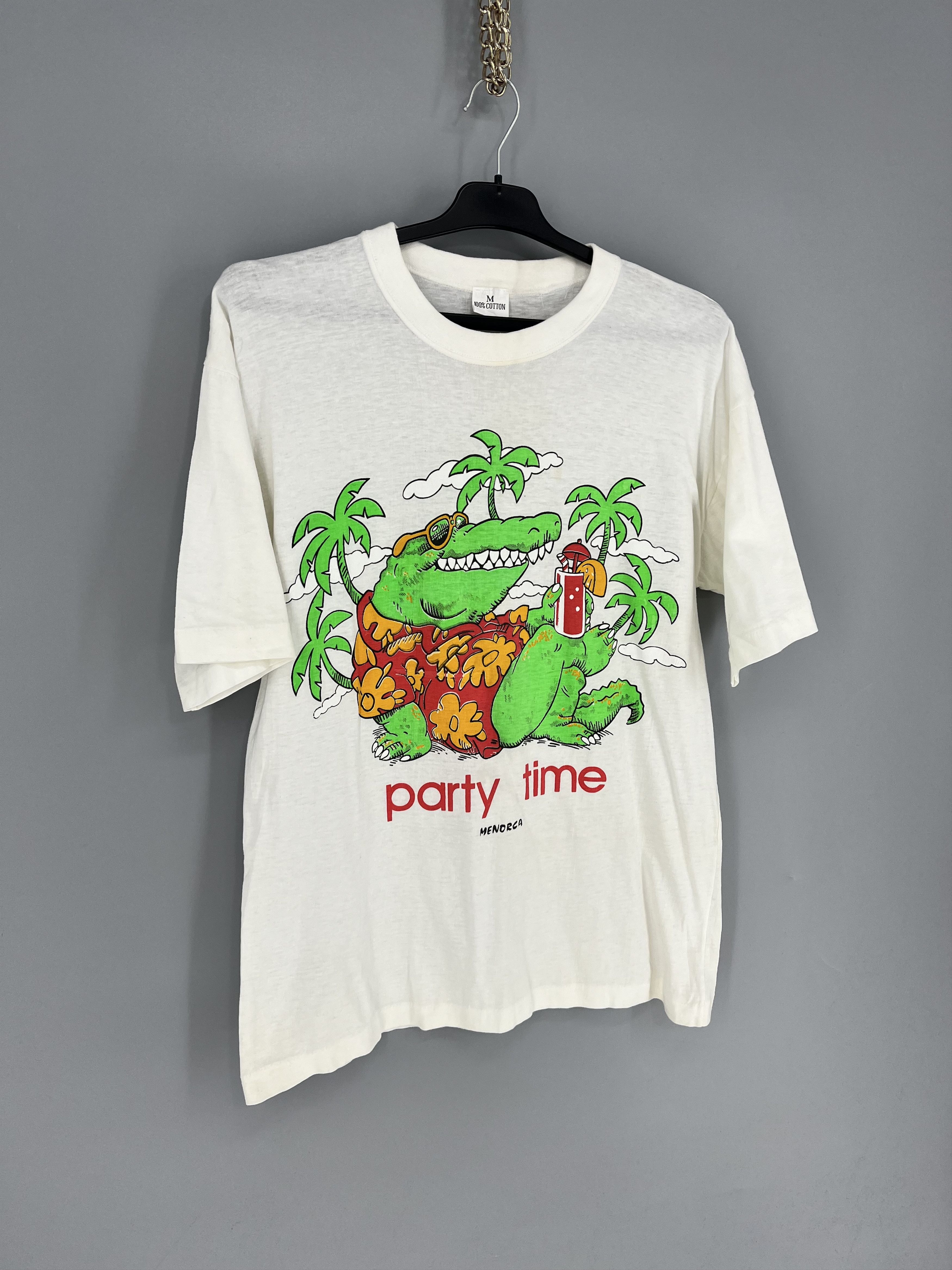 Vintage Vintage 1986 Party Time Crocodile Shirt Single Stitch Size US M / EU 48-50 / 2 - 2 Thumbnail