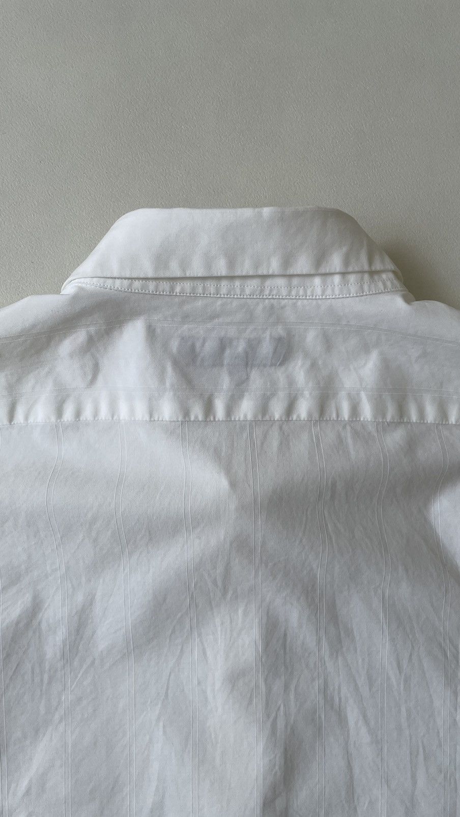 Ann Demeulemeester White Cotton Tonal Striped Shirt Size US M / EU 48-50 / 2 - 14 Thumbnail