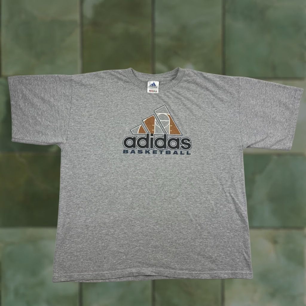 Adidas VINTAGE adidas Basketball T Shirt Adult XL Gray 90s USA Mens Size US XL / EU 56 / 4 - 1 Thumbnail