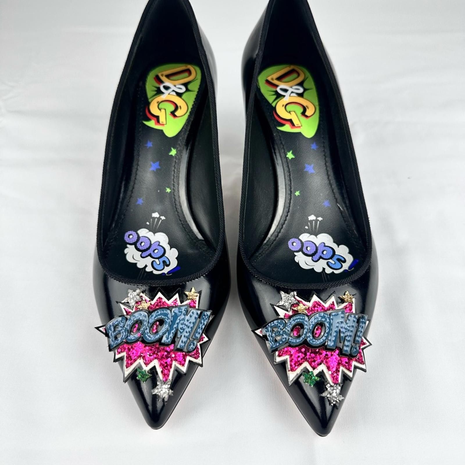 Dolce & Gabbana Comic Pop Art Appliqué Pointed Toe Pumps EU 37 New Size US 7 / IT 37 - 1 Thumbnail