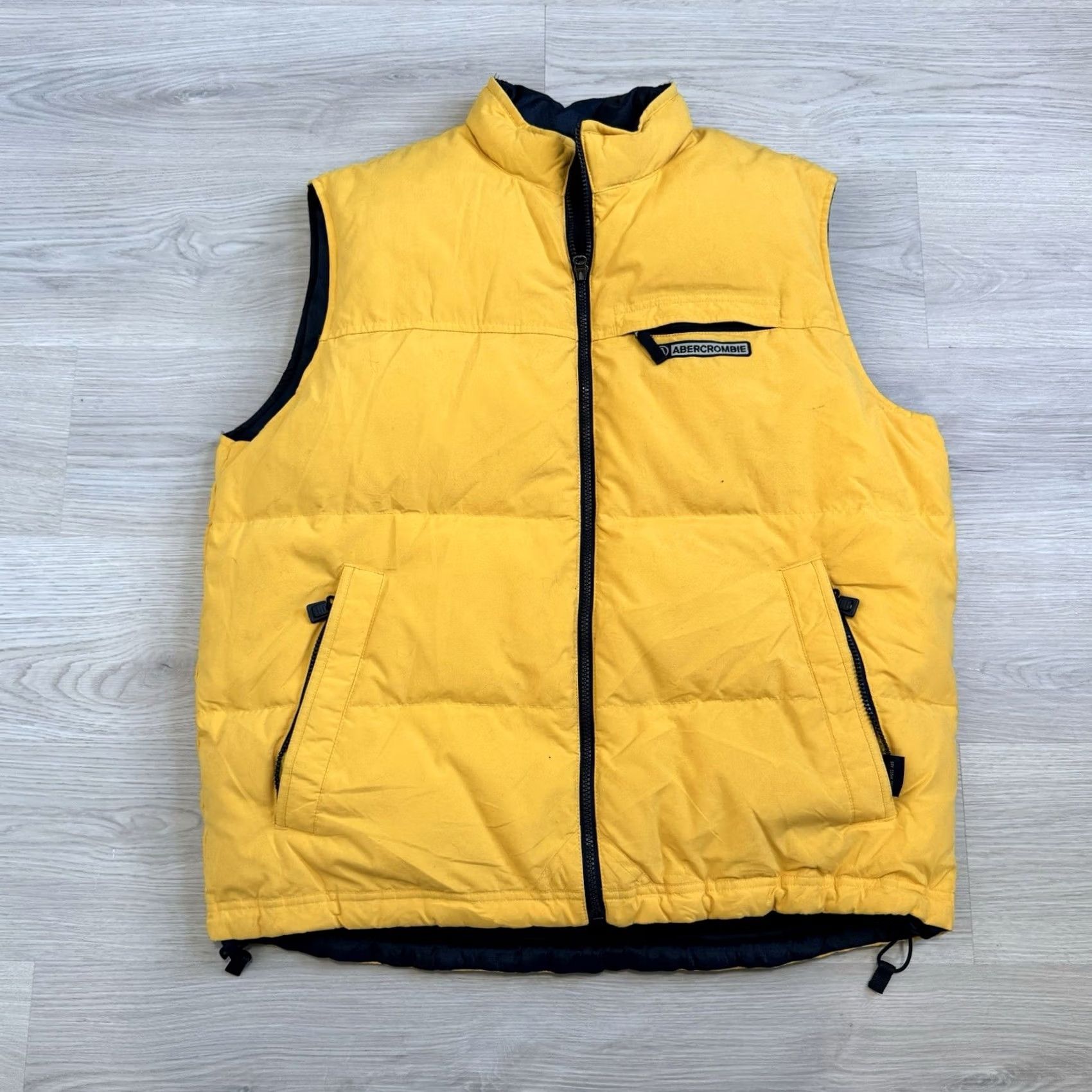 Abercrombie & Fitch VINTAGE Abercrombie & Fitch Mens Large Reversible Goose Down Vest Navy Yellow 90s Puffer Jacket Logo Zipper"} Size US L / EU 52-54 / 3 - 3 Thumbnail