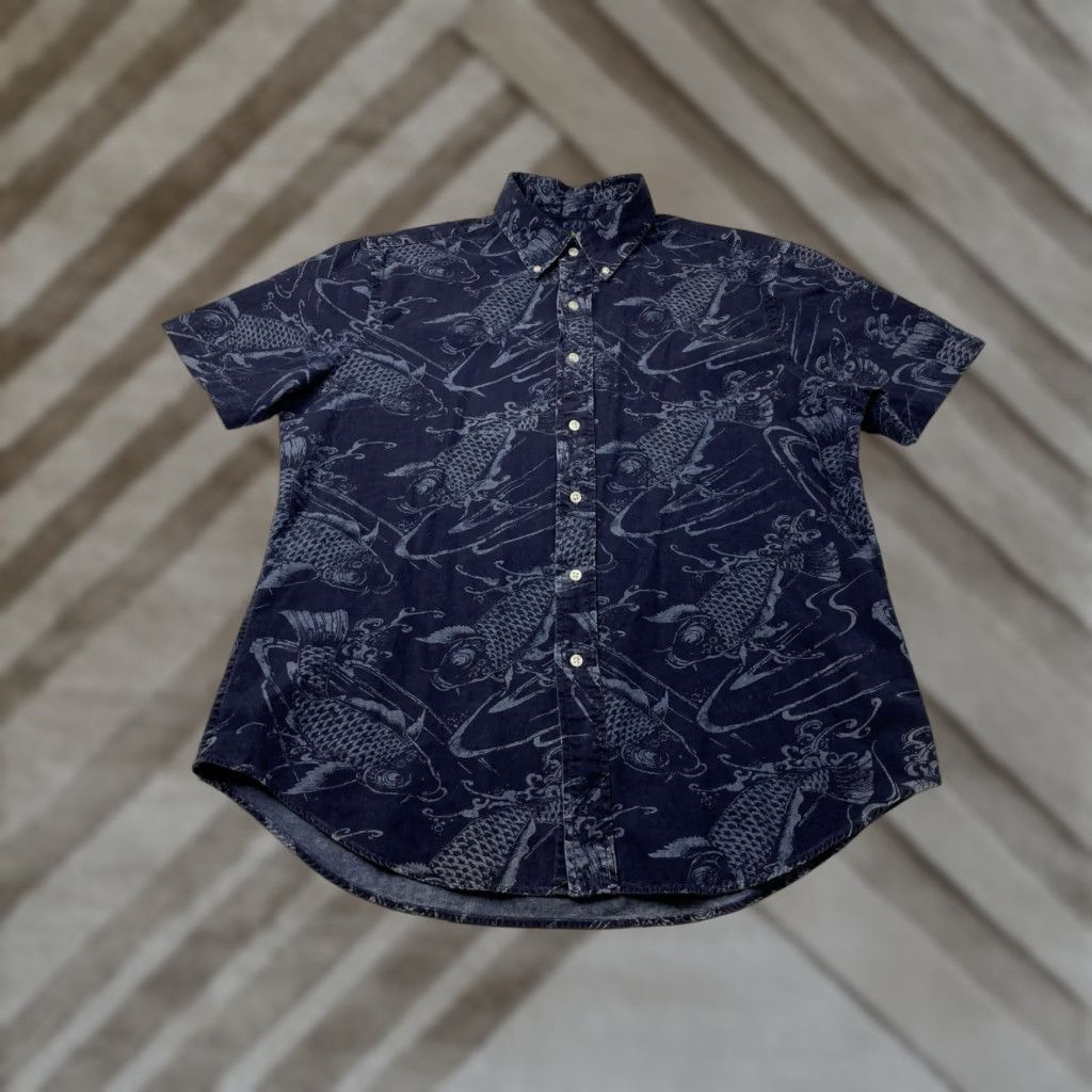 Ralph Lauren Polo Ralph Lauren Shirt XL Slim Fit Short Sleeve Button-Up Men Blue Fish Button Up Size US XL / EU 56 / 4 - 1 Thumbnail