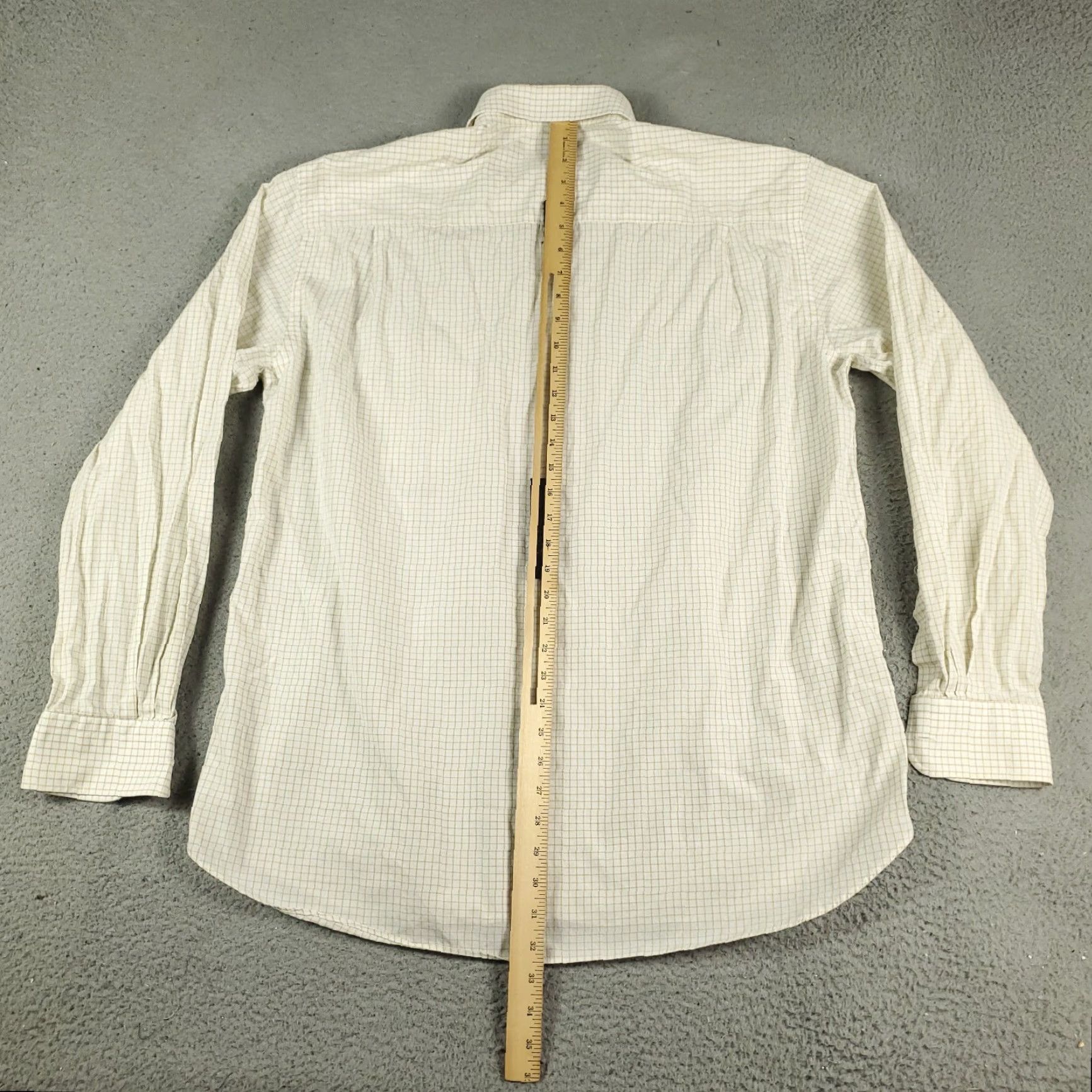Paul & Shark VINTAGE Paul Smith Dress Shirt Mens Size 17 Long Sleeve Check Beige Cotton Business Casual Formal Size 46R - 4 Thumbnail
