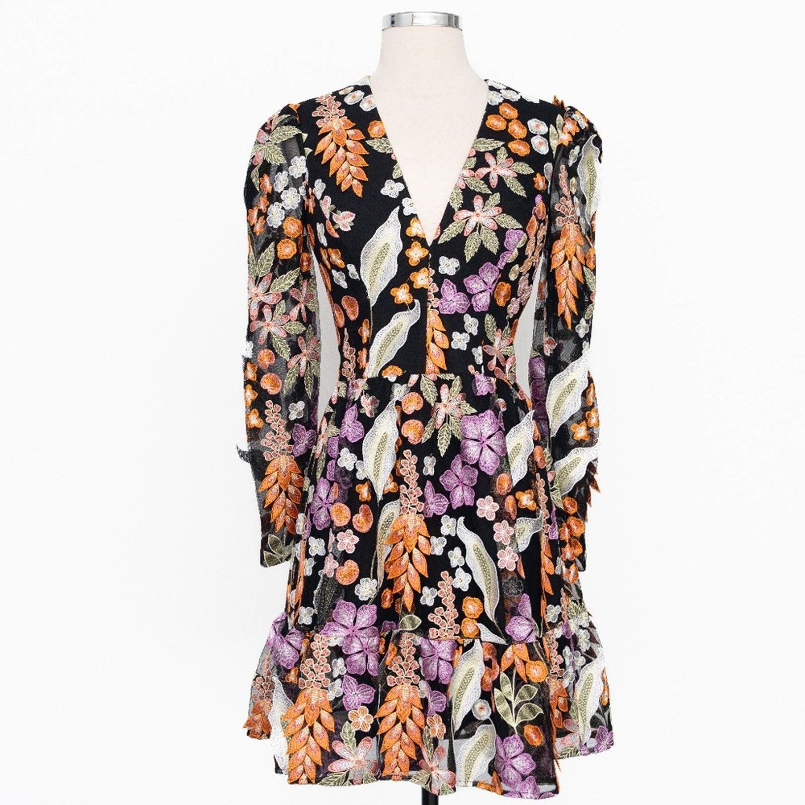 Dress the Population Dress The Population. Autumn Floral Appliqu Dress. |  Grailed