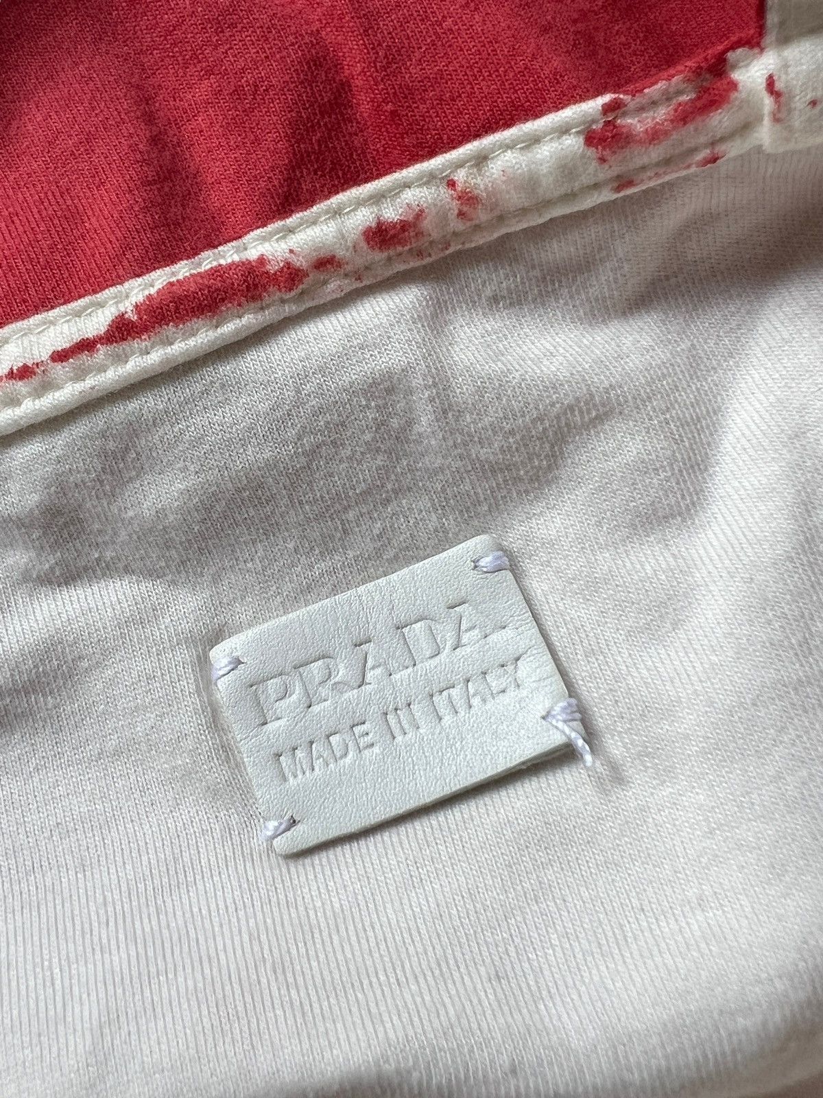Prada Prada Chic White Red Fabric Tote Bag Size ONE SIZE - 7 Thumbnail