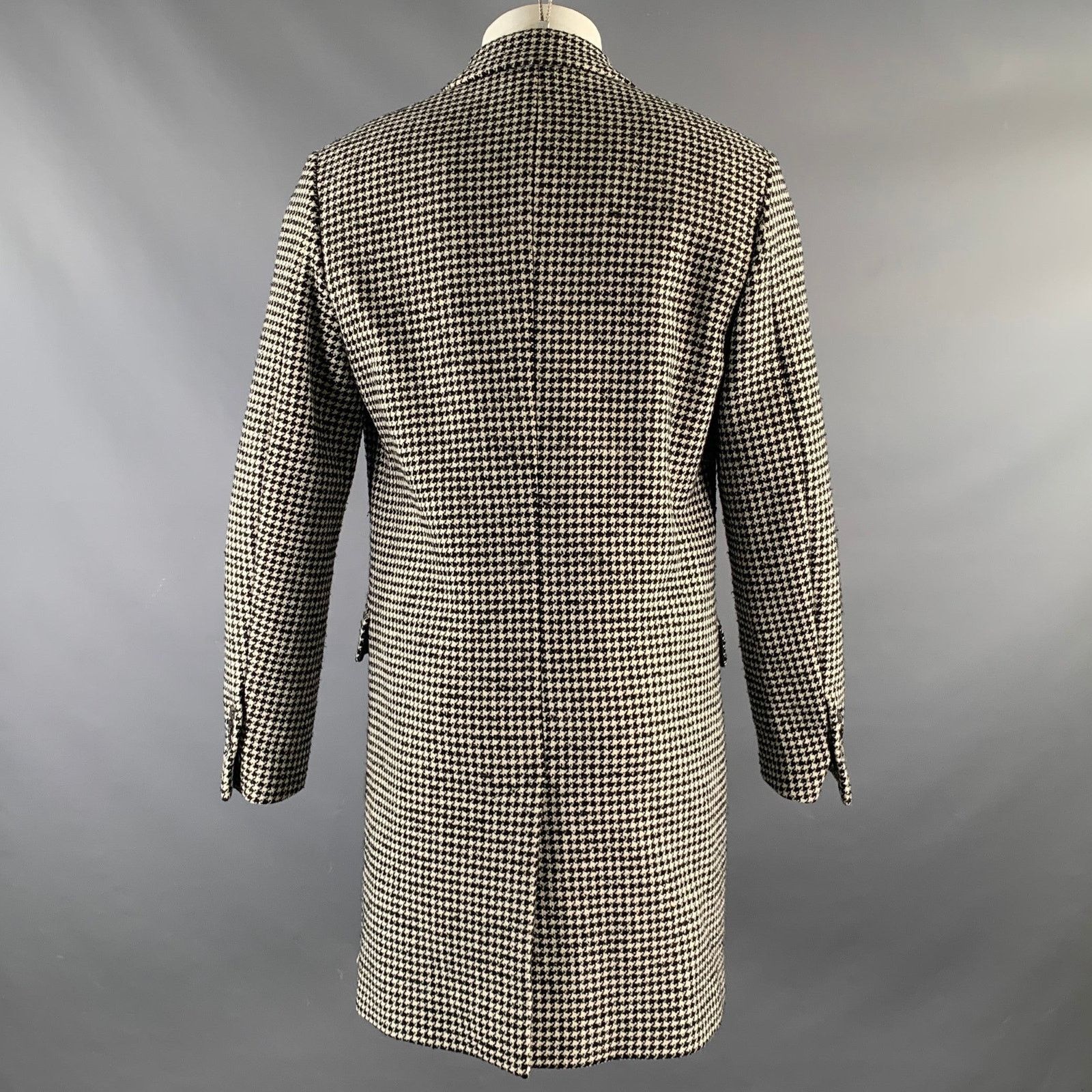 AMI Size 38 Black White Houndstooth Wool Coat Size US L / EU 52-54 / 3 - 3 Thumbnail