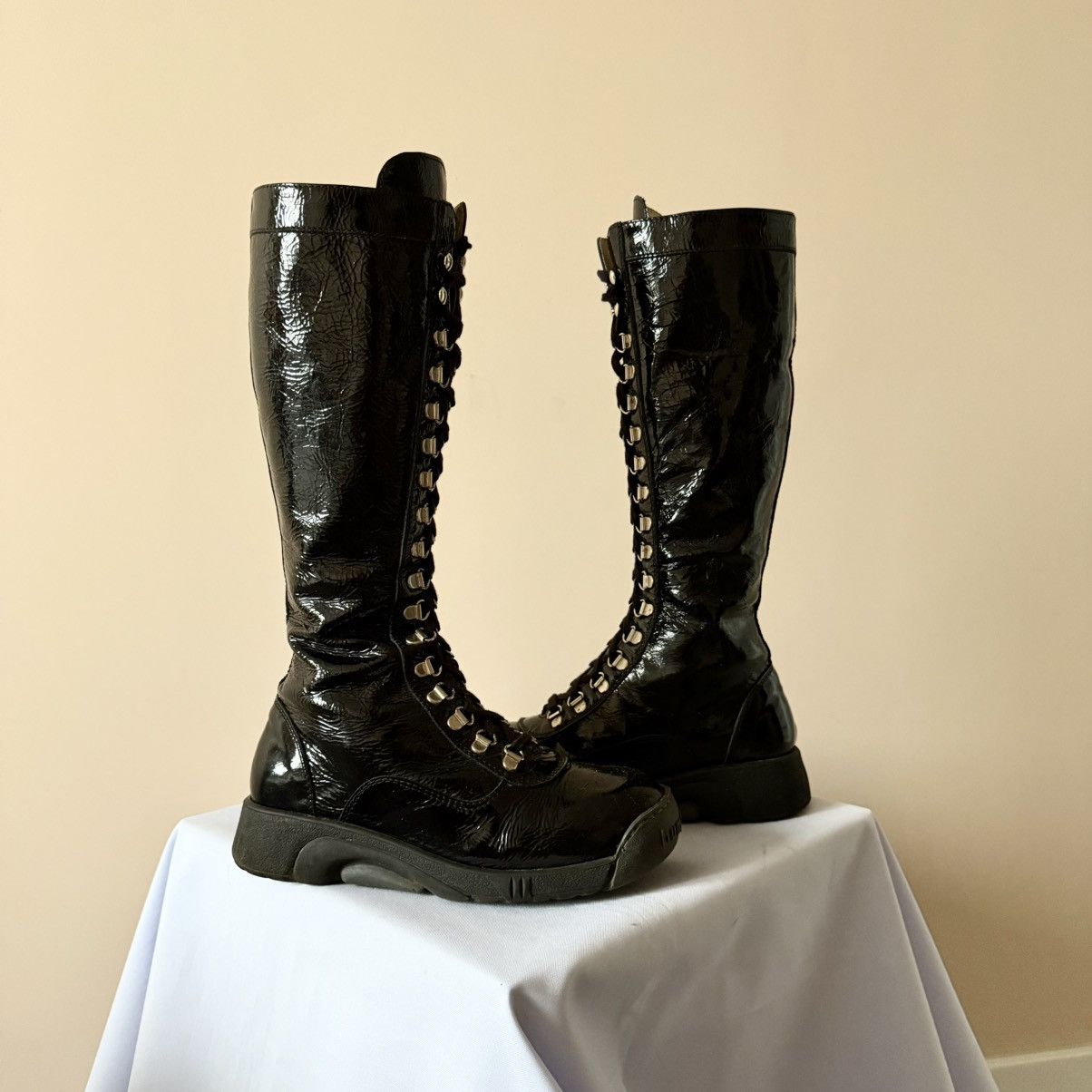 Hysteric Glamour Vintage Y2K Bumper Boxing Racing Zip Lace Up Boots Size US 7 / IT 37 - 1 Thumbnail