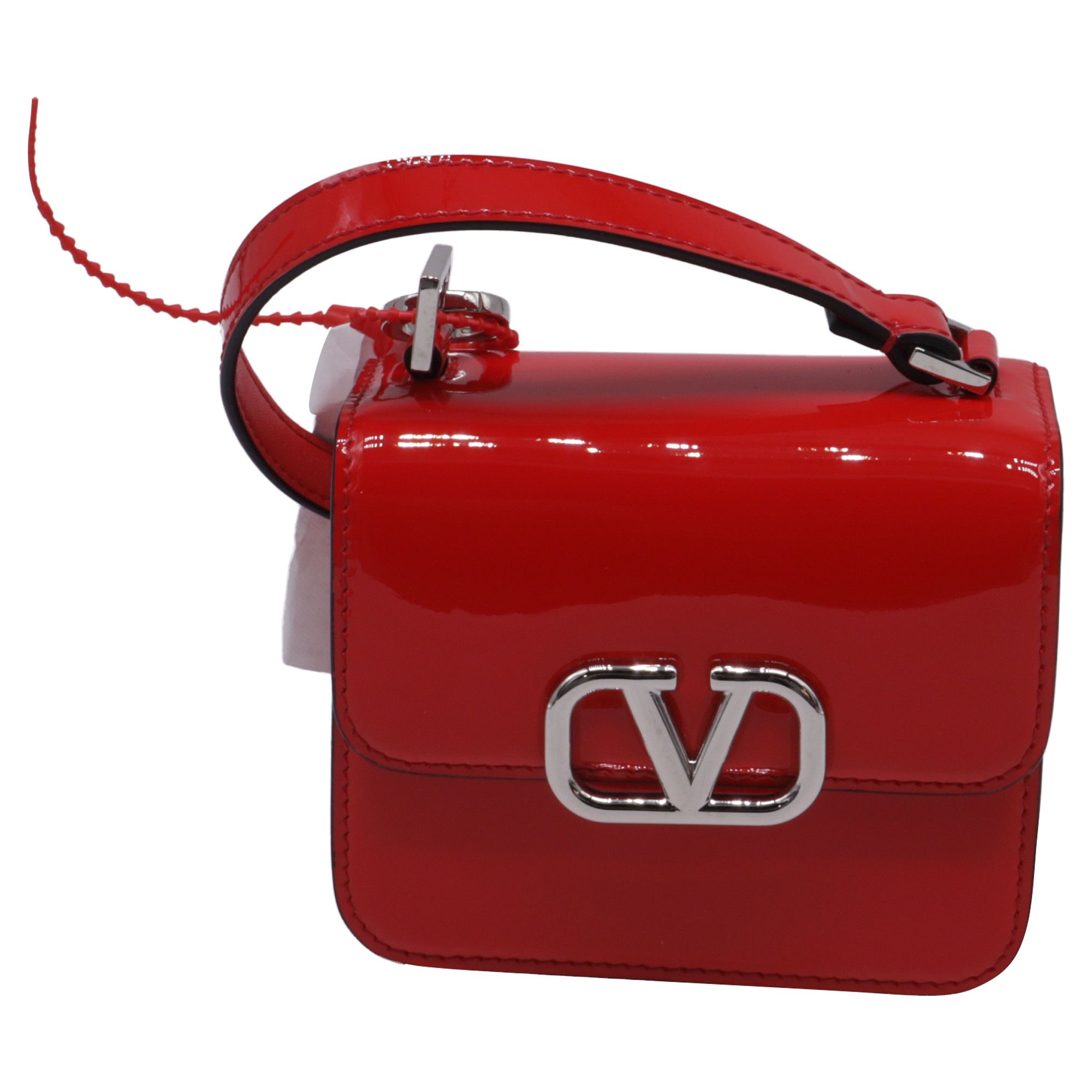 Valentino Valentino Garavani Micro VSling Shoulder Bag in Red Patent Size ONE SIZE - 1 Thumbnail