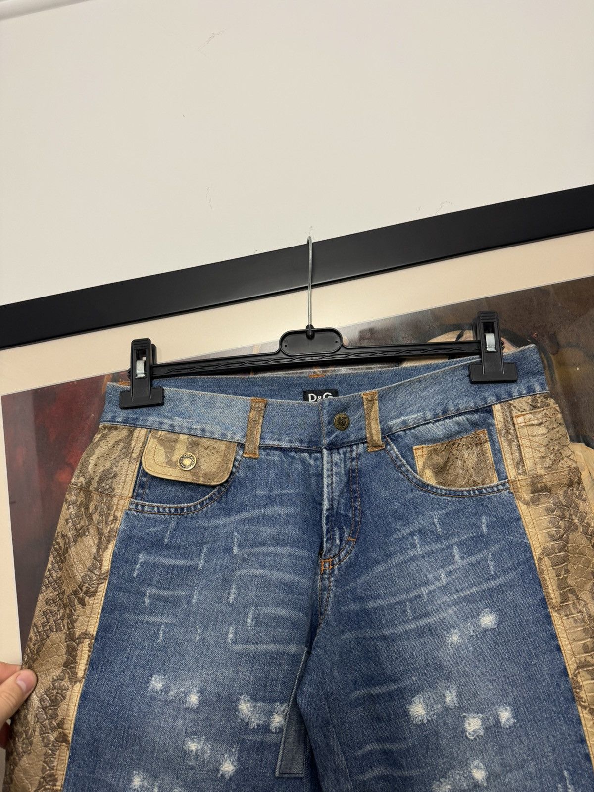 Dolce & Gabbana Dolce & Gabbana D&G Snakeskin Denim Shorts Jeans Y2k Rare Size 27" / US 4 / IT 40 - 4 Thumbnail