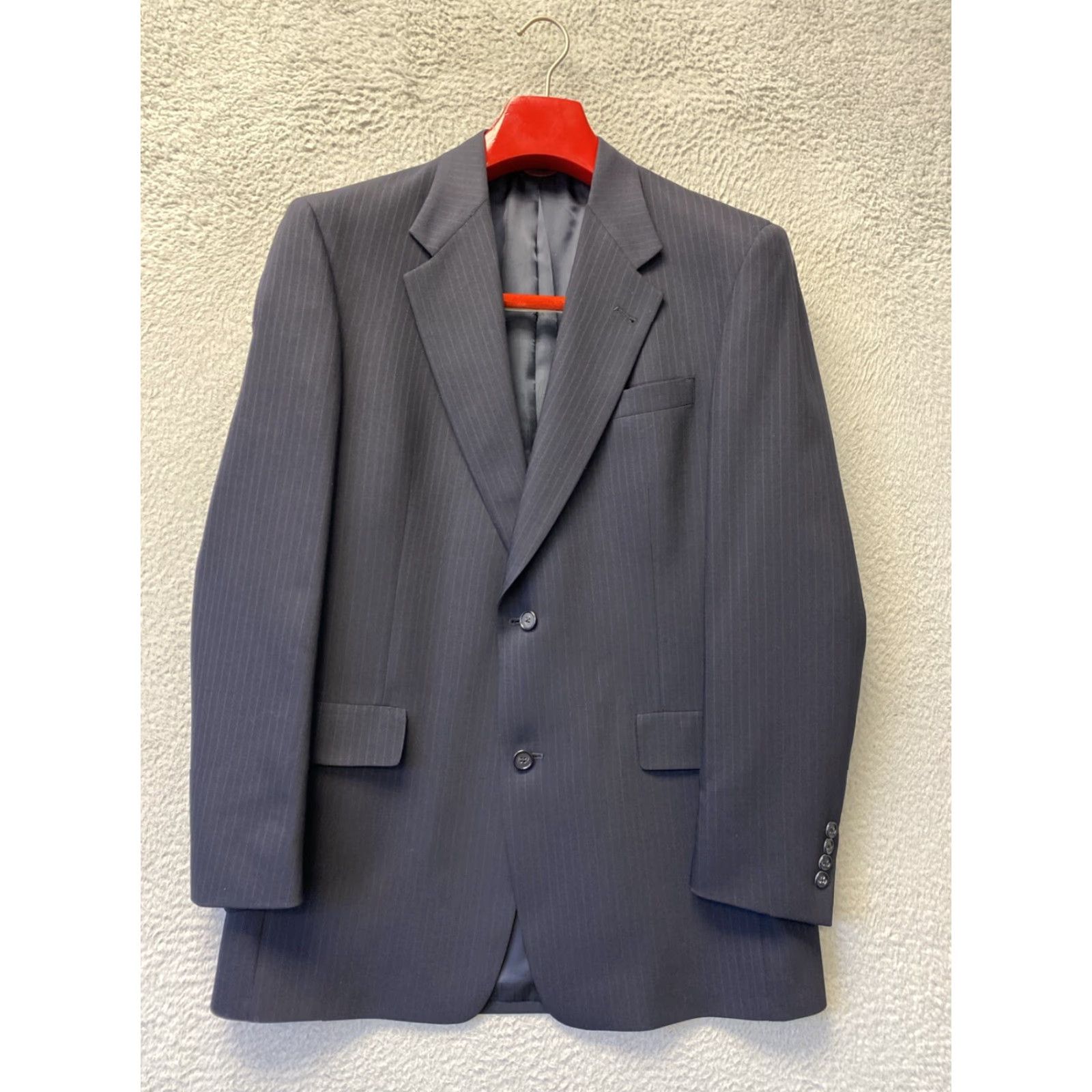 Hart Schaffner Marx Hart Schaffner & Marx Navy Blue Pin Stripe 2 Piece Suit 40L Classic Business Mens Size 40L - 3 Thumbnail