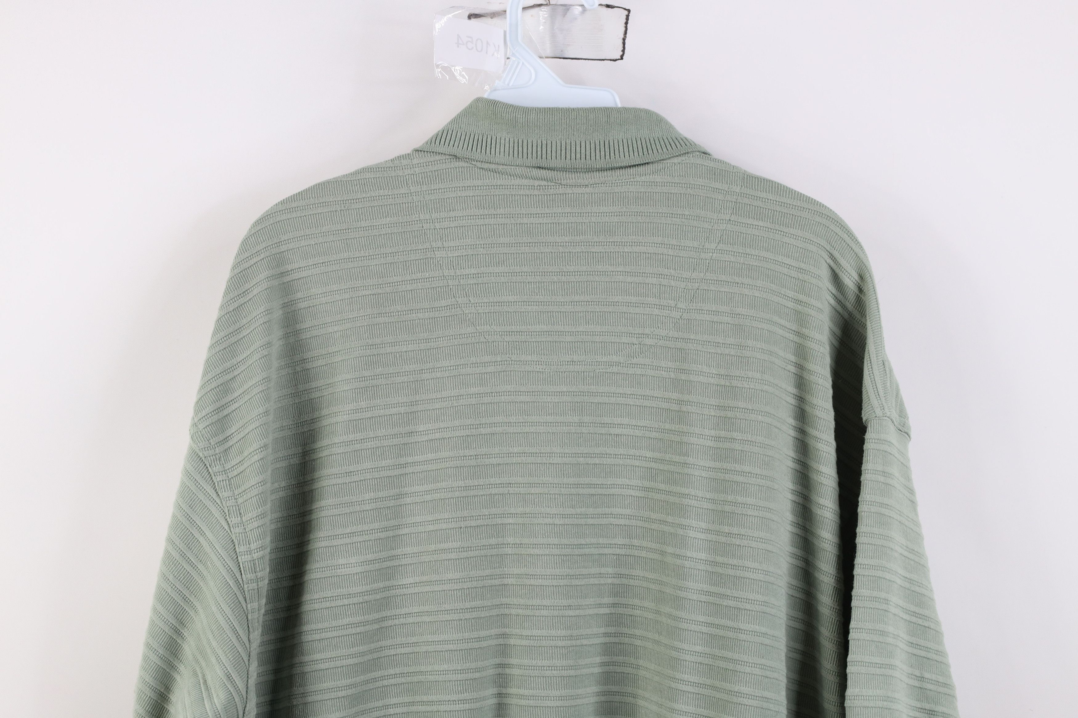 Vintage Vintage 90s Streetwear Ribbed Knit Pullover Polo Shirt Green Size US XL / EU 56 / 4 - 10 Thumbnail